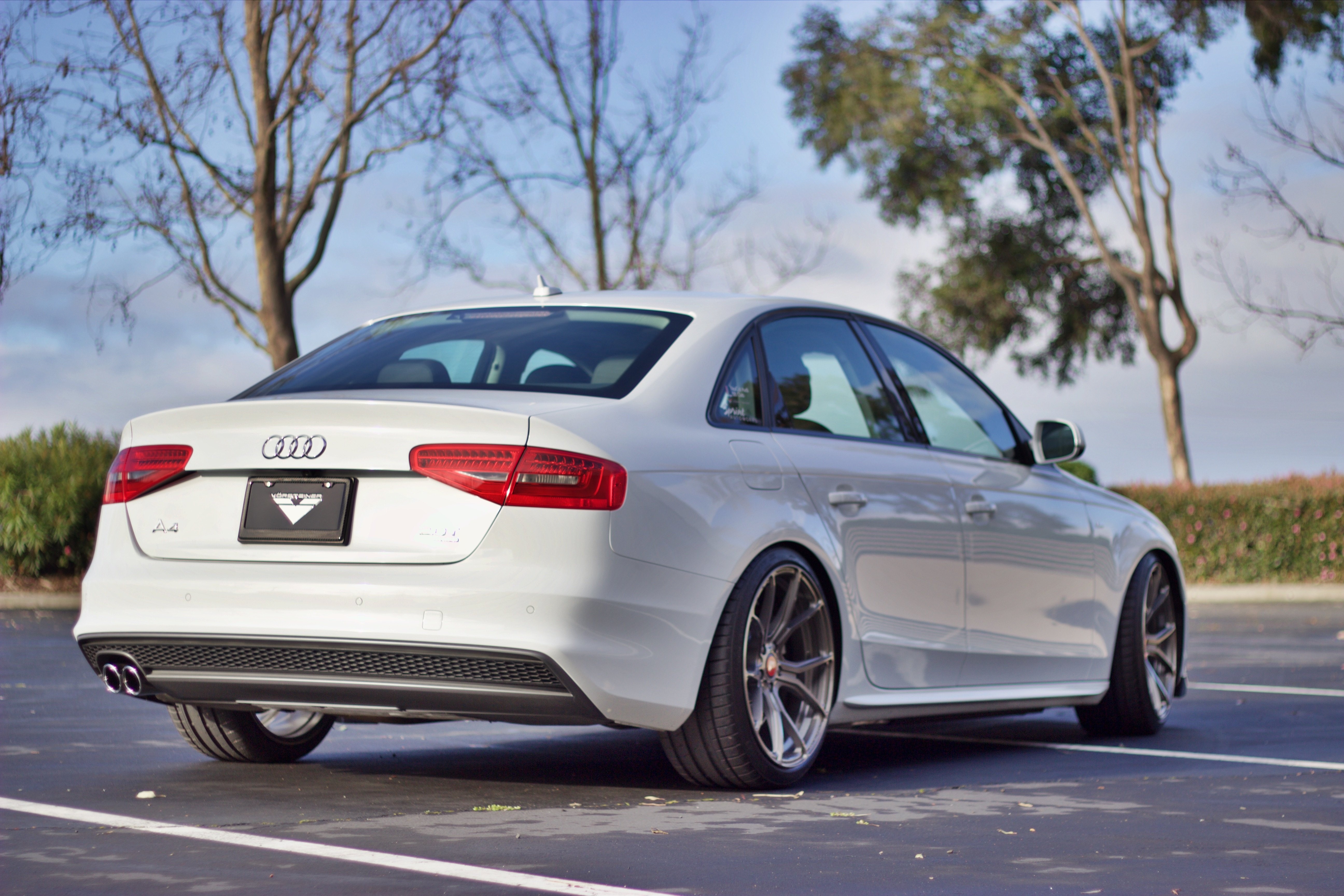 Custom Rear Diffuser on White Audi A4 - Photo by Vossen