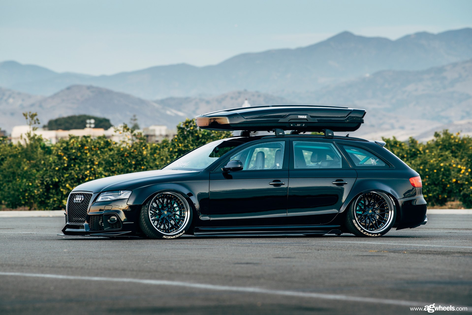 Black Stanced Audi A4 with Custom Side Skirts - Photo by Avant Garde Wheels