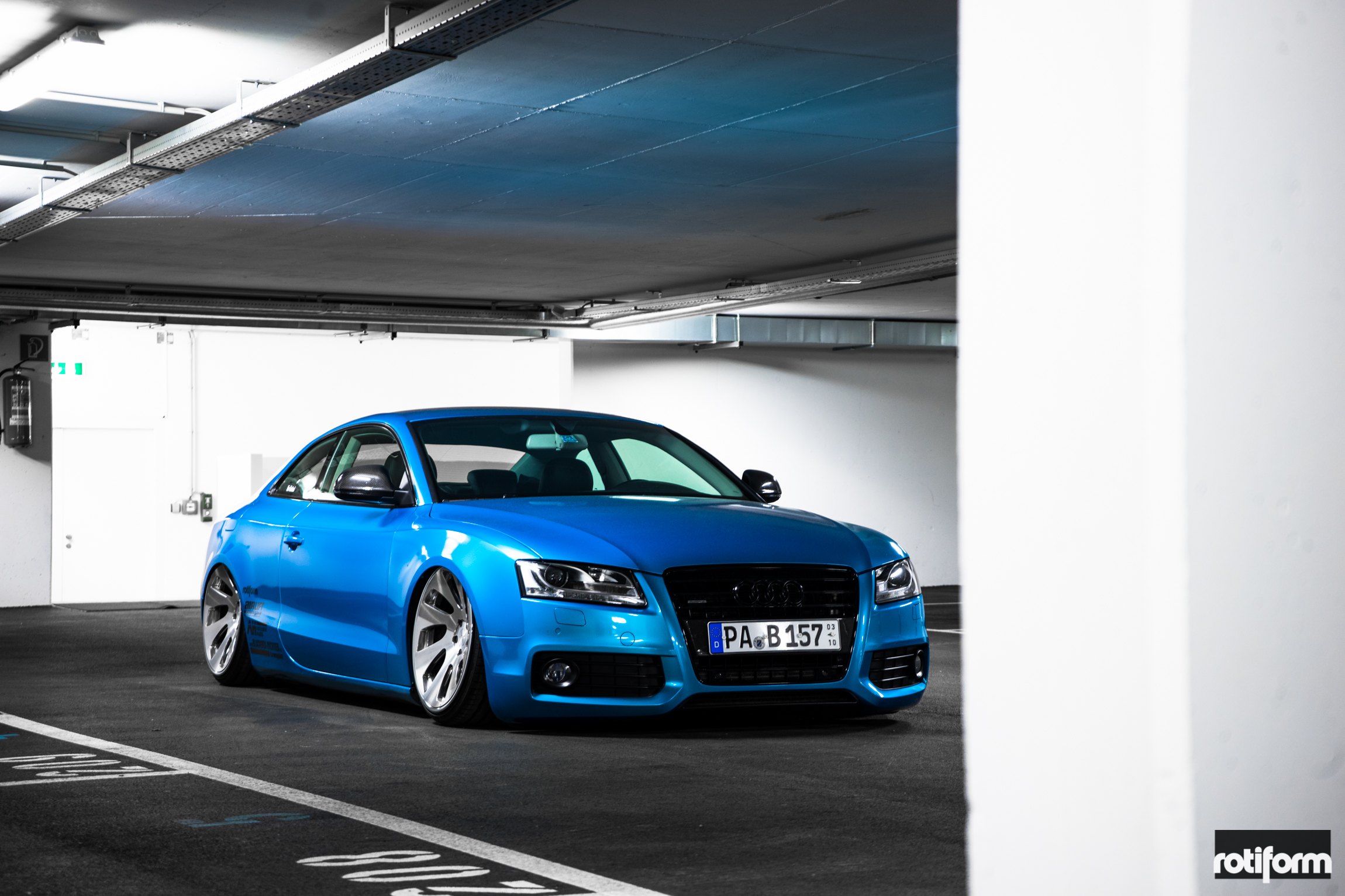 Custom Blue Audi A5 with Blacked Out Grille - Photo by Rotiform