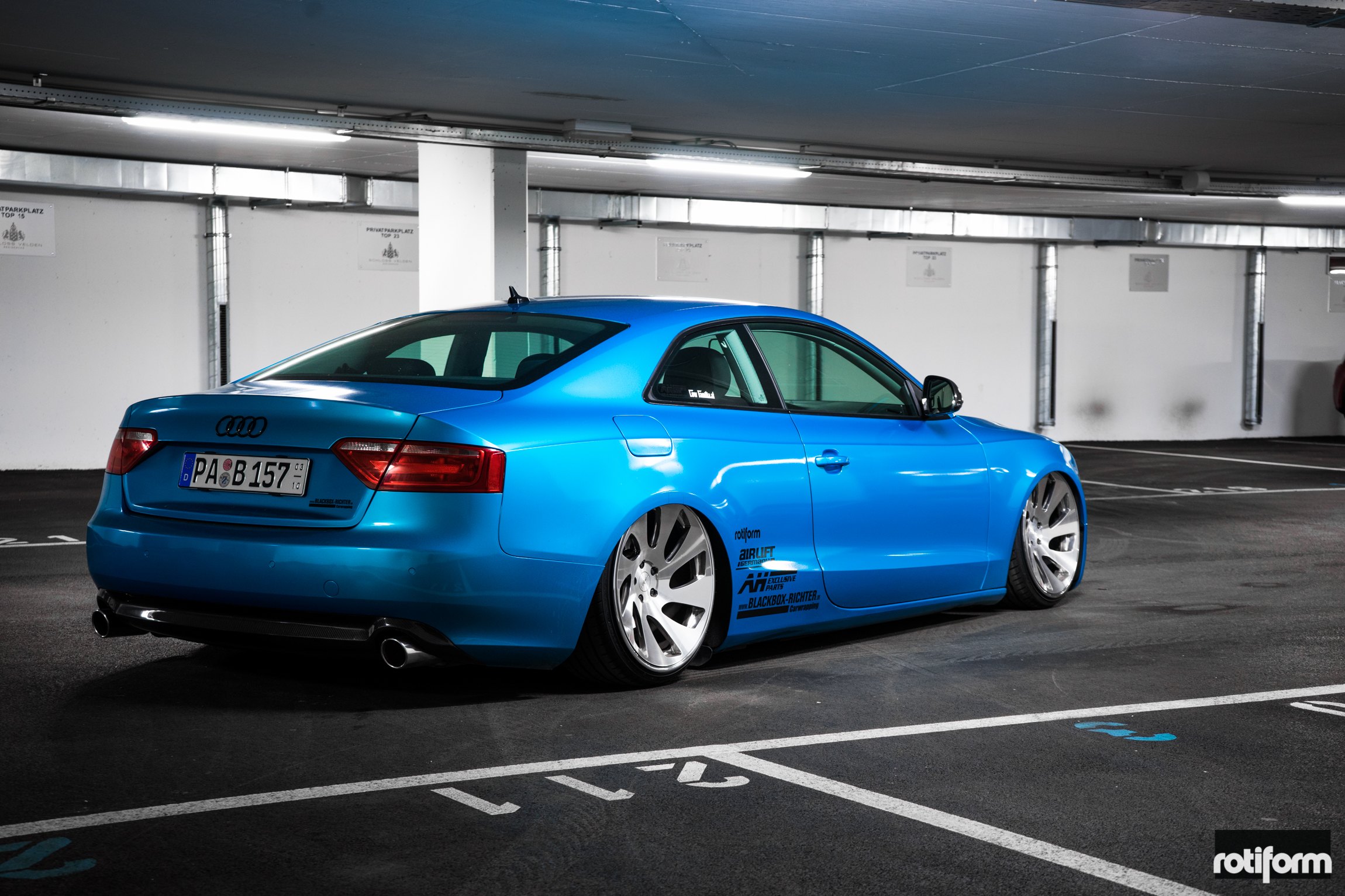 Carbon Fiber Rear Diffuser on Blue Audi A5 - Photo by Rotiform