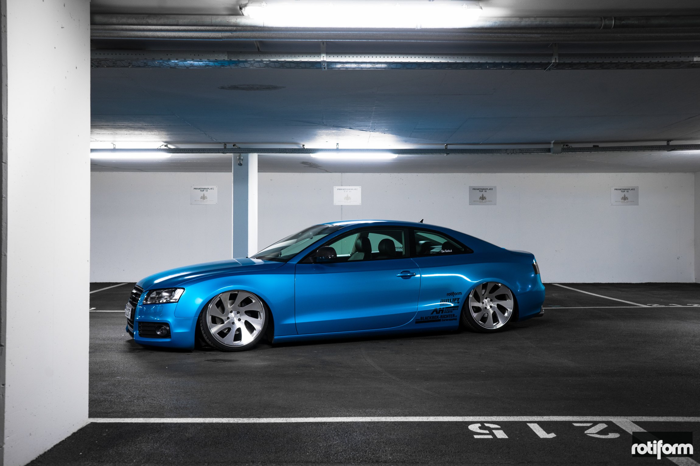 Blue Audi A5 with Air Lift Suspension Kit - Photo by Rotiform