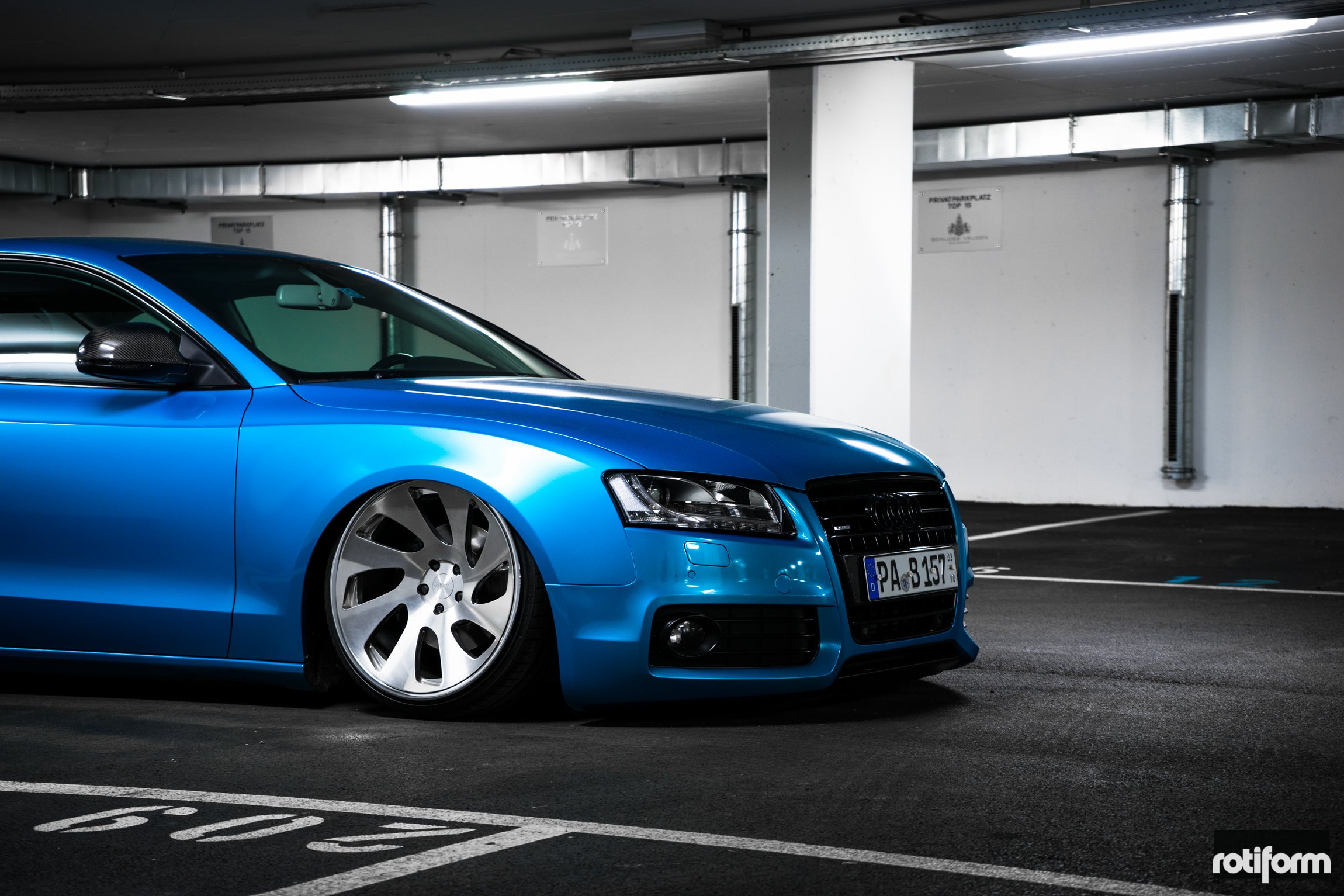 Blue Audi A5 with Custom Chrome Rotiform Wheels - Photo by Rotiform