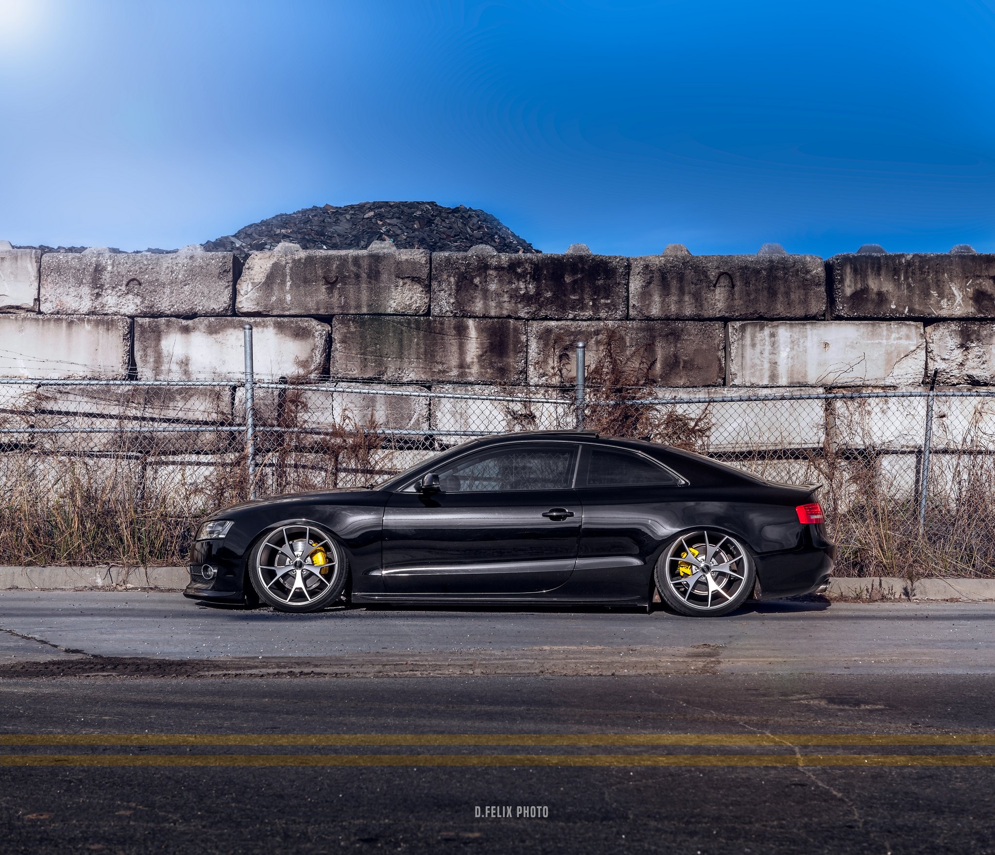 Concept One Rims with Yellow Brakes on Black Audi A5 - Photo by Concept One