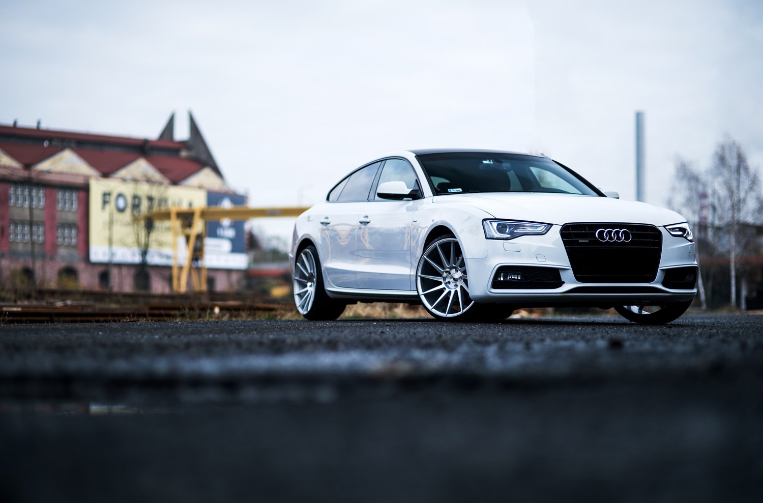 White Audi A5 with Blacked Out Grille - Photo by JR Wheels