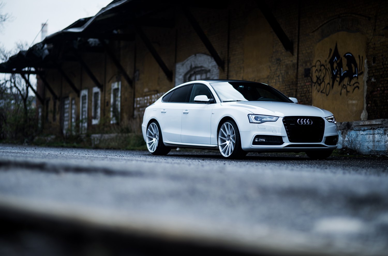 Aftermarket Headlights on White Audi A5 - Photo by JR Wheels