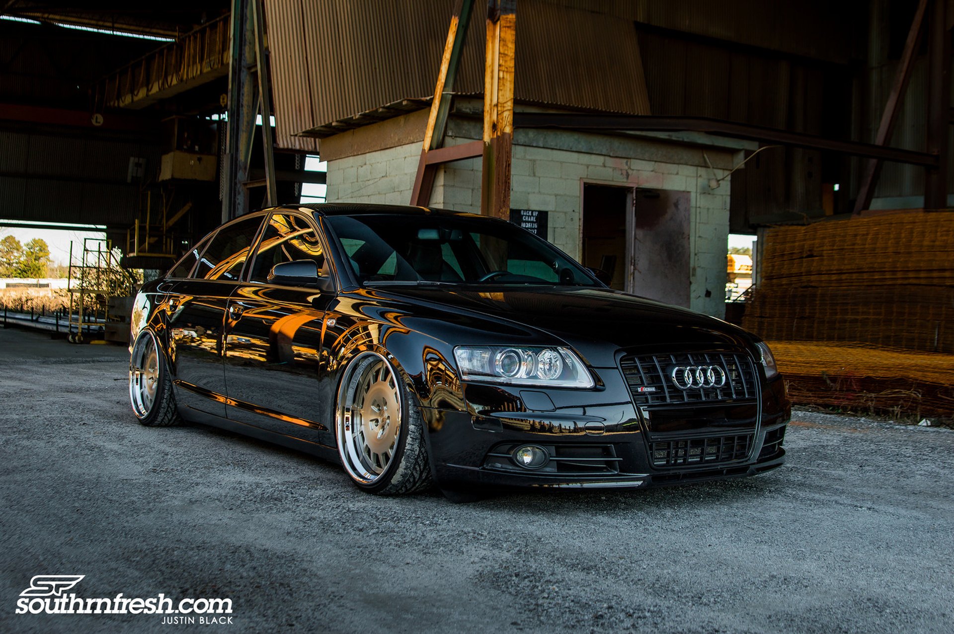 Black Stanced Audi A6 with Custom Front Bumper - Photo by Avant Garde Wheels