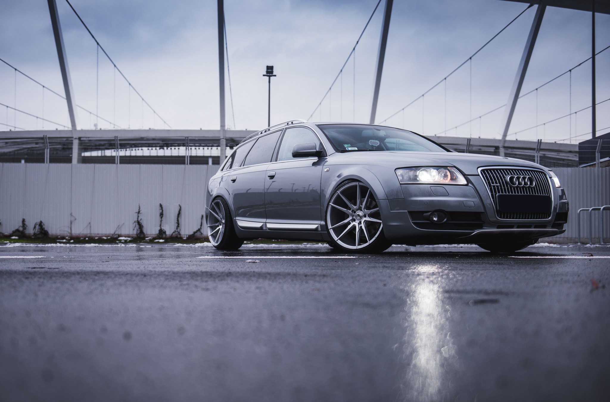Gray Audi A6 with Chrome Billet Grille - Photo by JR Wheels
