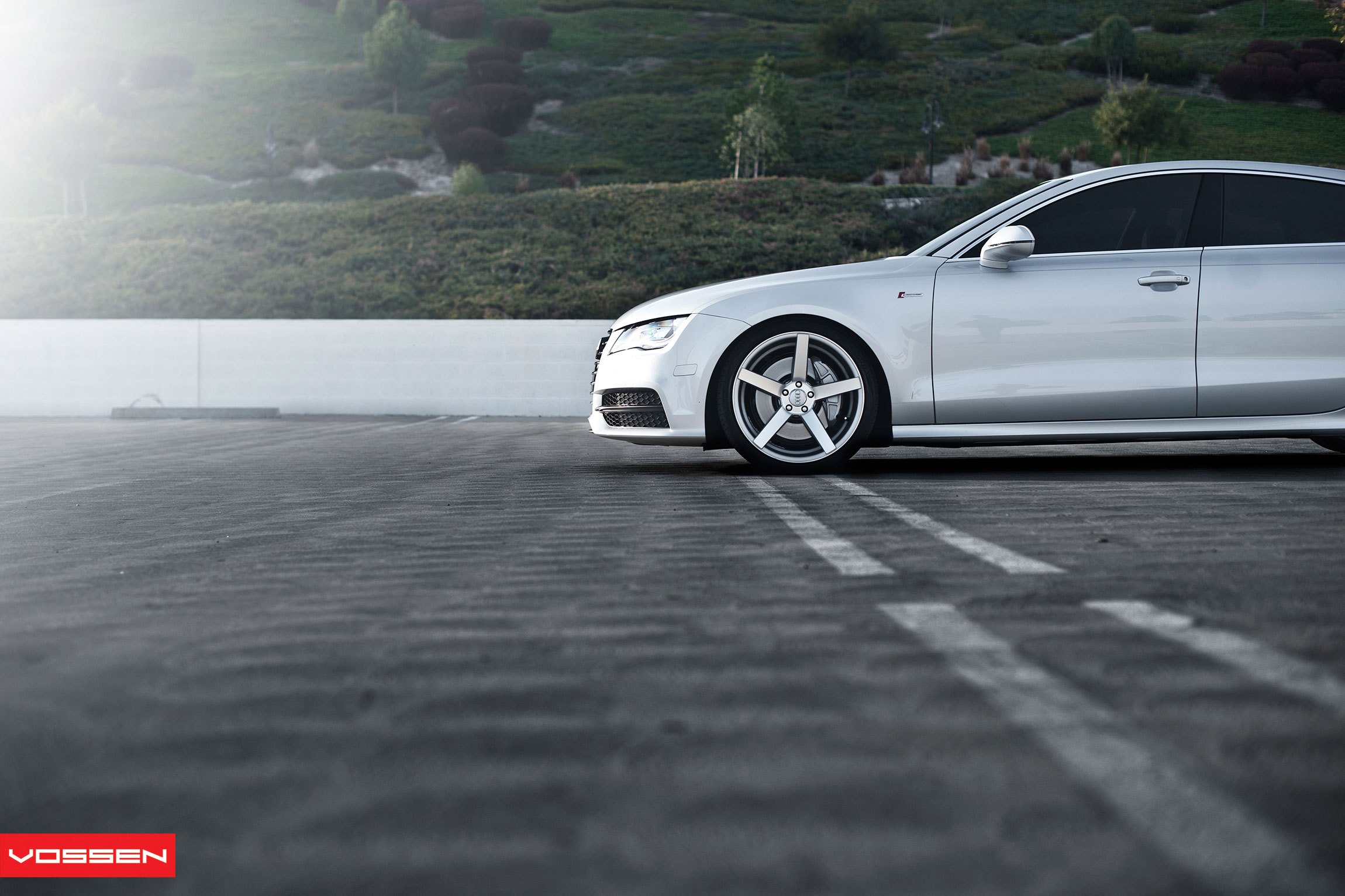 Aftermarket LED Headlights on Silver Audi A7 - Photo by Vossen