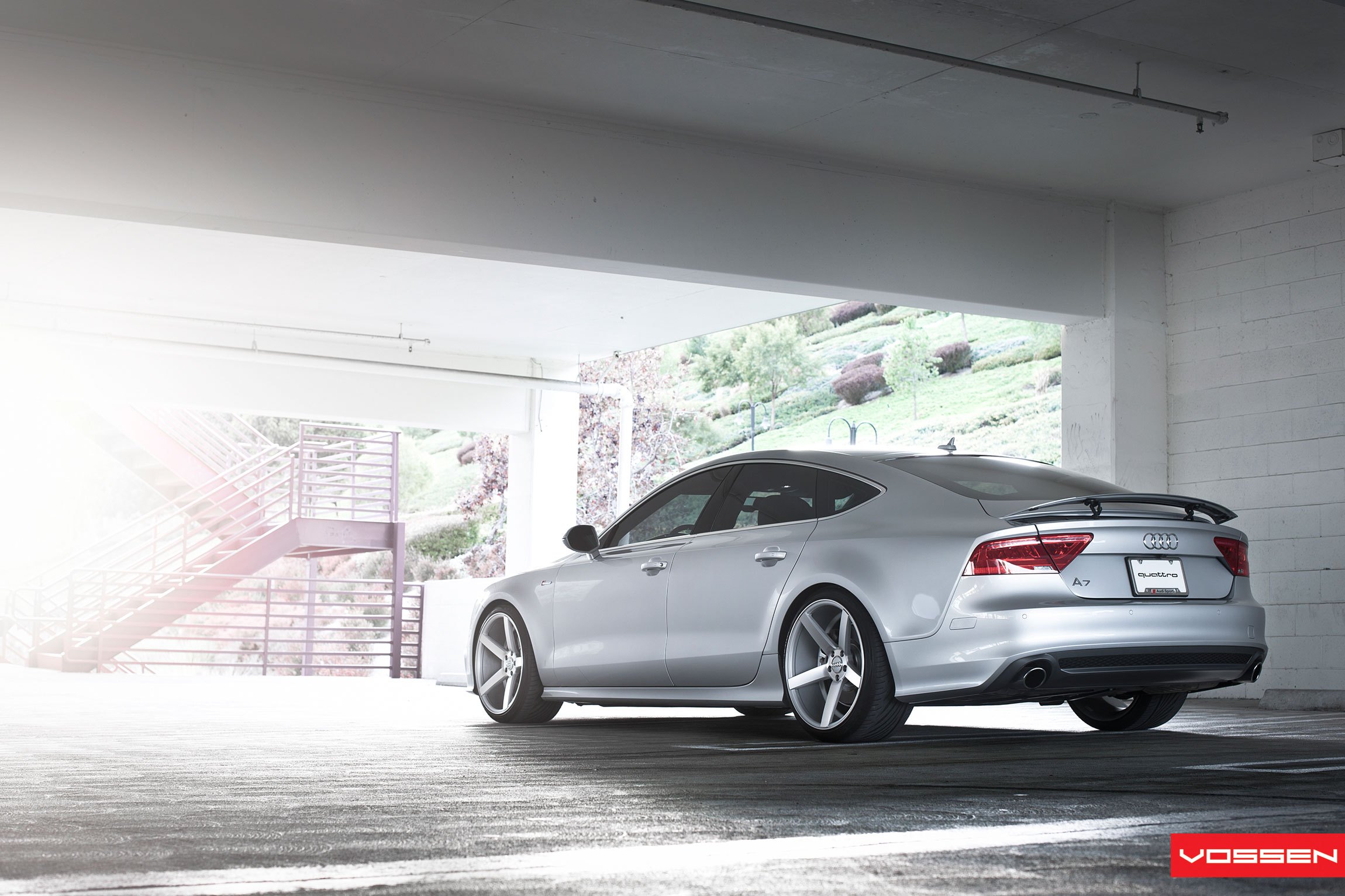 Silver Audi A7 with Aftermarket Red LED Taillights - Photo by Vossen