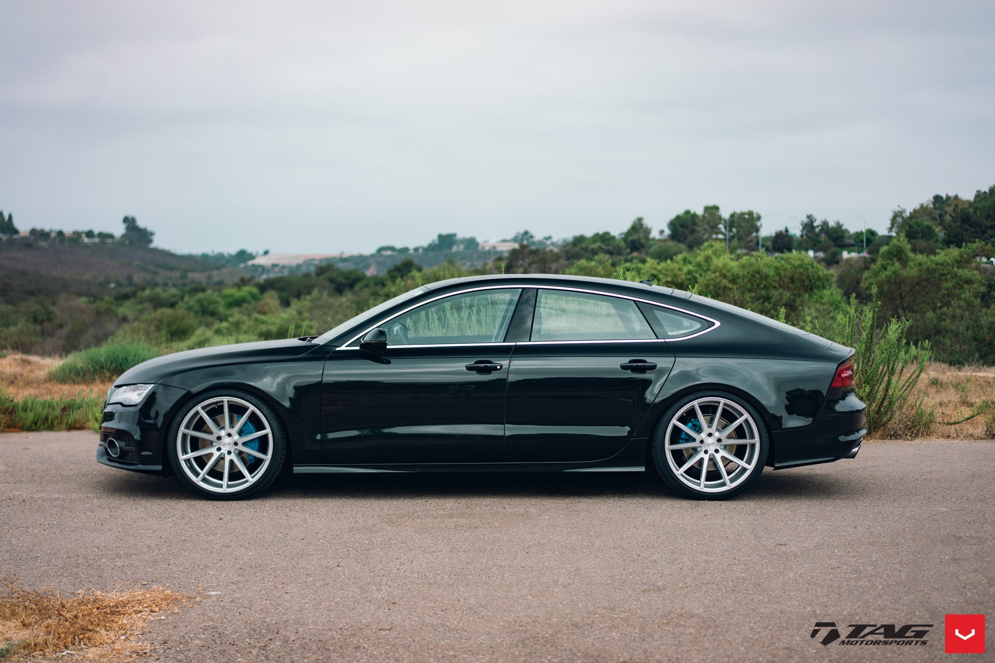 Chrome Vossen Wheels on Black Audi A7 - Photo by Vossen