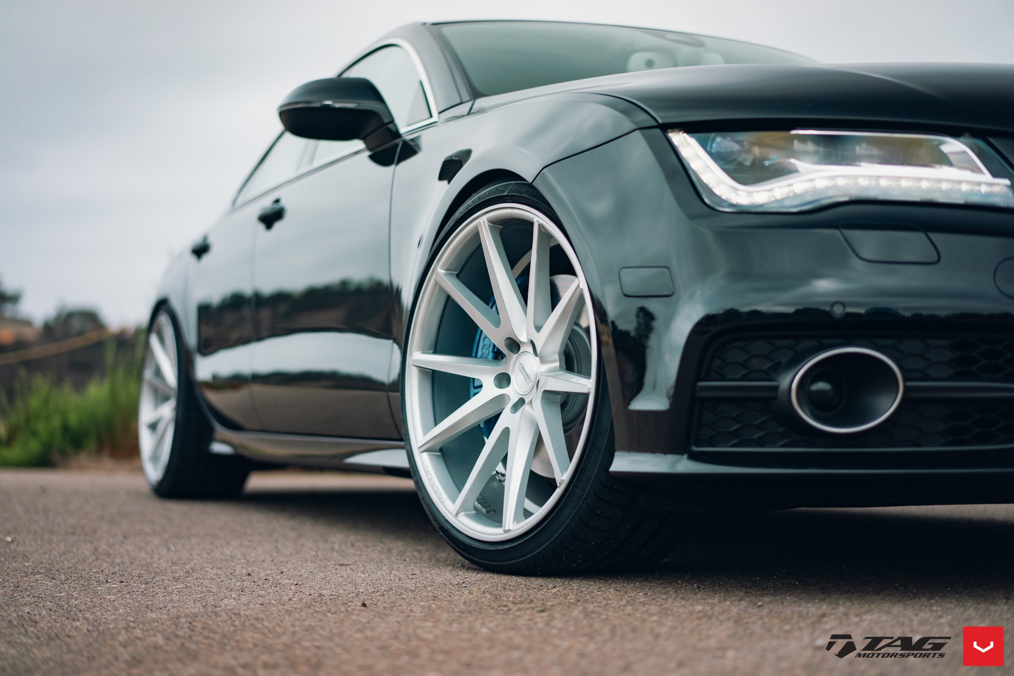 Black Audi A7 with Aftermarket Front Bumper - Photo by Vossen