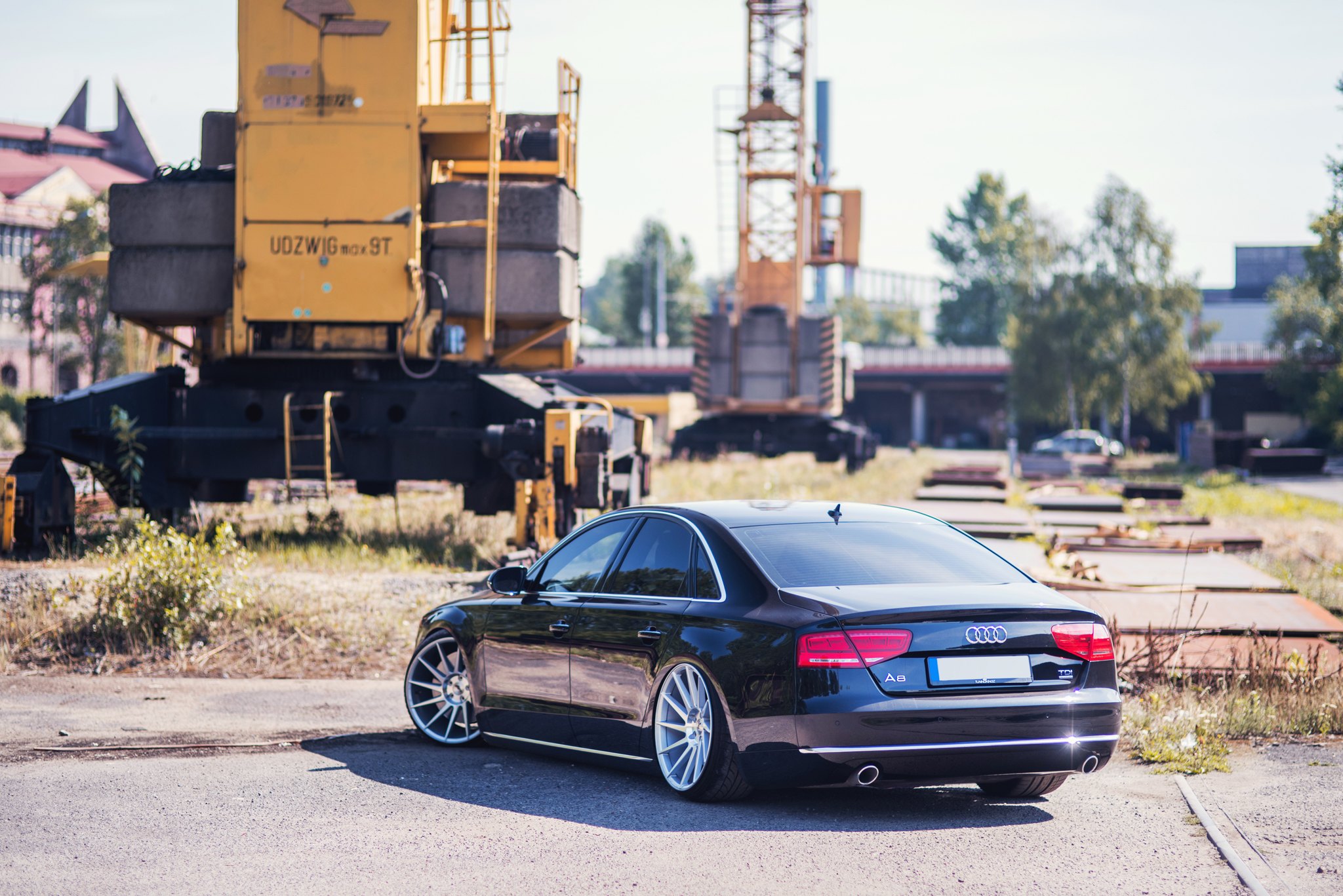 Red LED Taillights on Black Audi A8 - Photo by JR Wheels