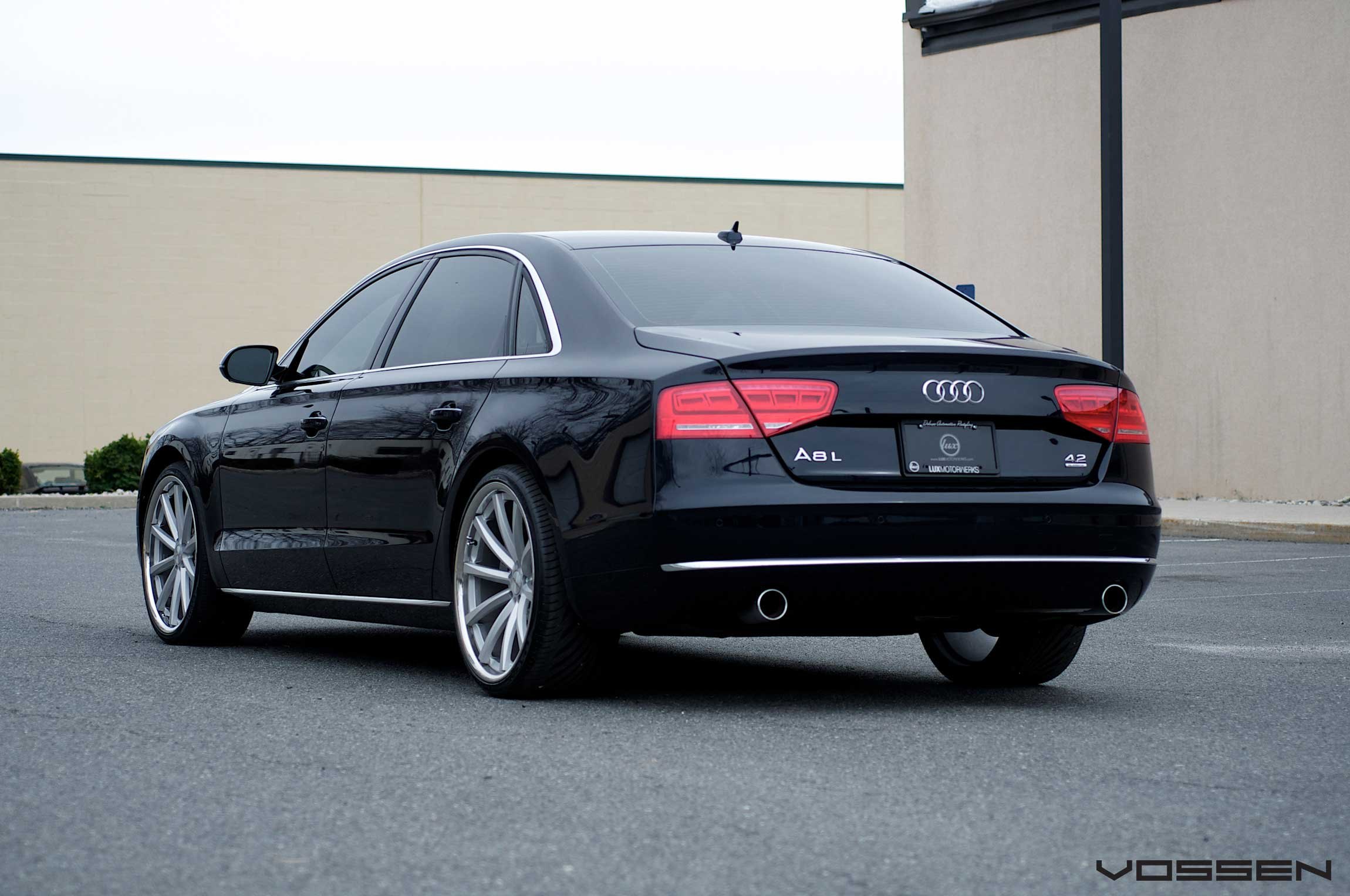 Rear Bumper Cover on Black Audi A8 - Photo by Vossen