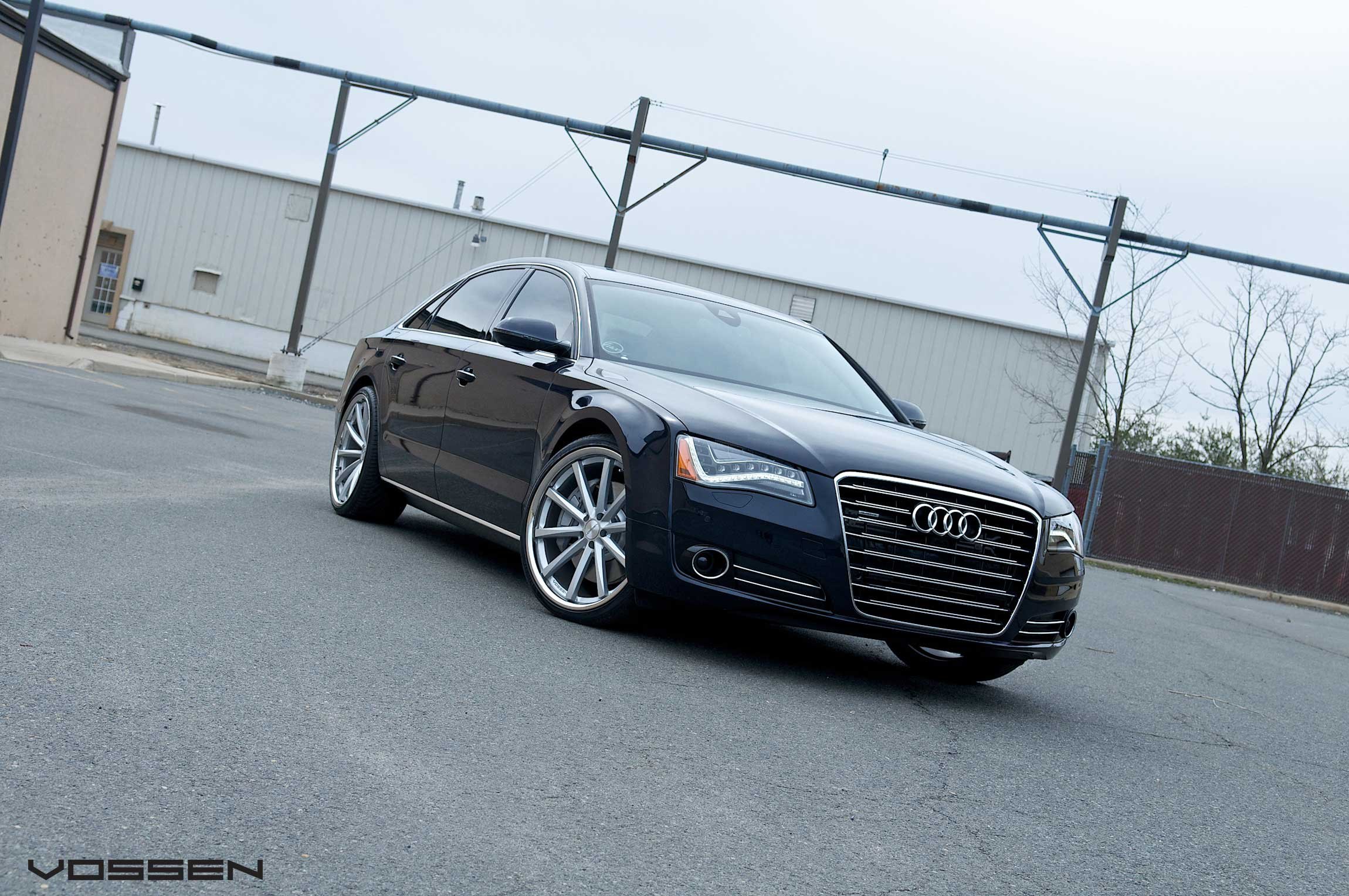 Black Audi A8 with LED-Bar Style Headlights - Photo by Vossen