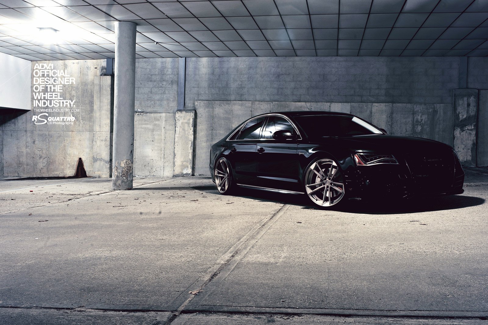 Black Audi A8 with Custom Headlights - Photo by ADV.1