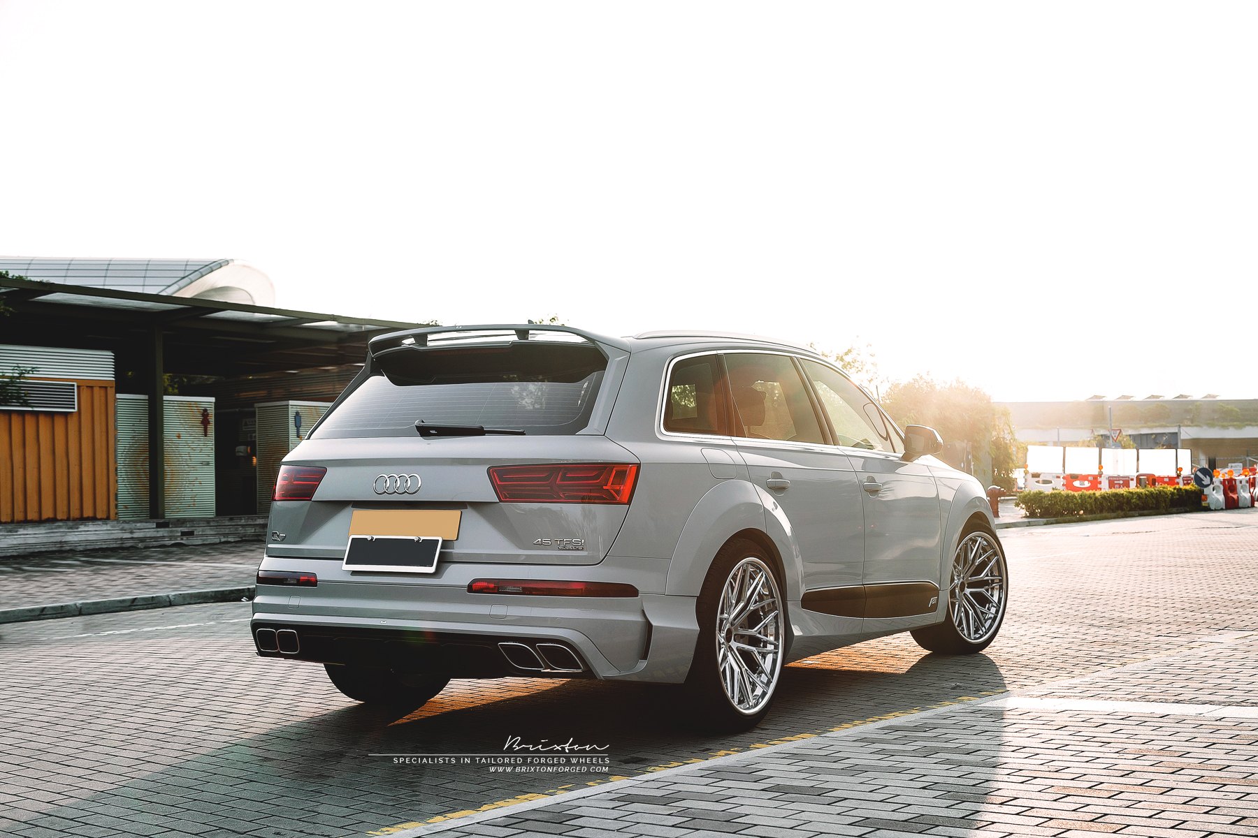 White Audi Q7 with Custom Roofline Spoiler - Photo by Brixton Forged Wheels