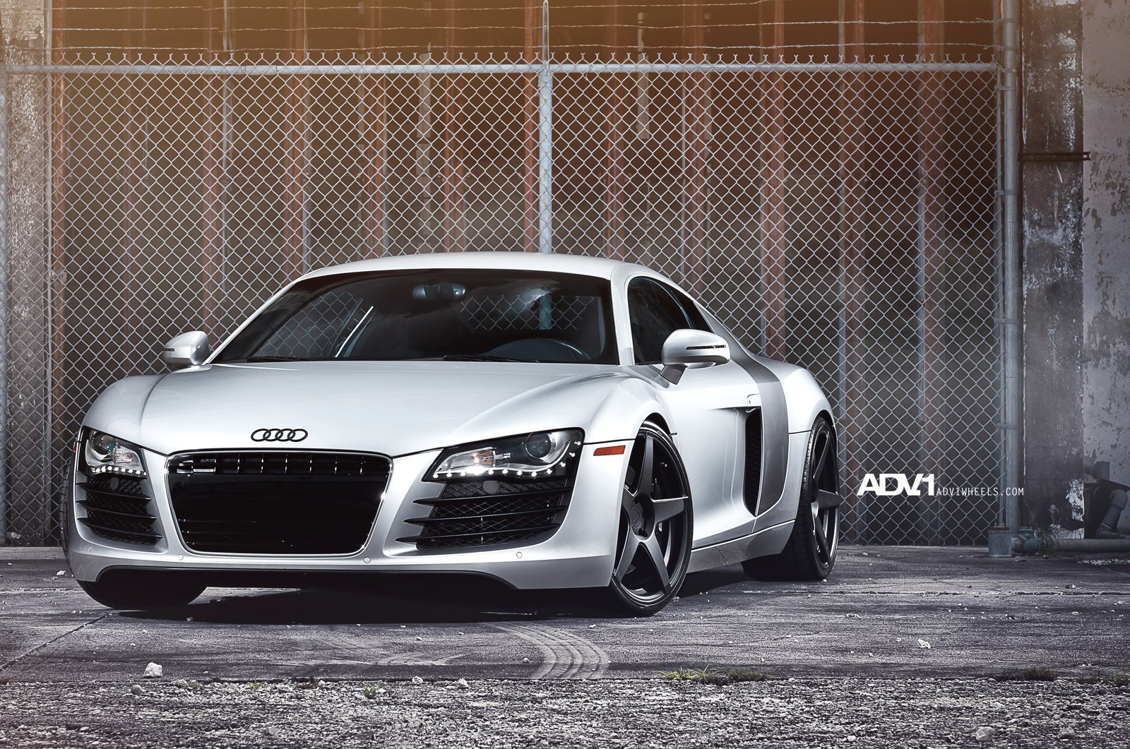 Silver Audi R8 with Aftermarket LED Headlights - Photo by ADV.1