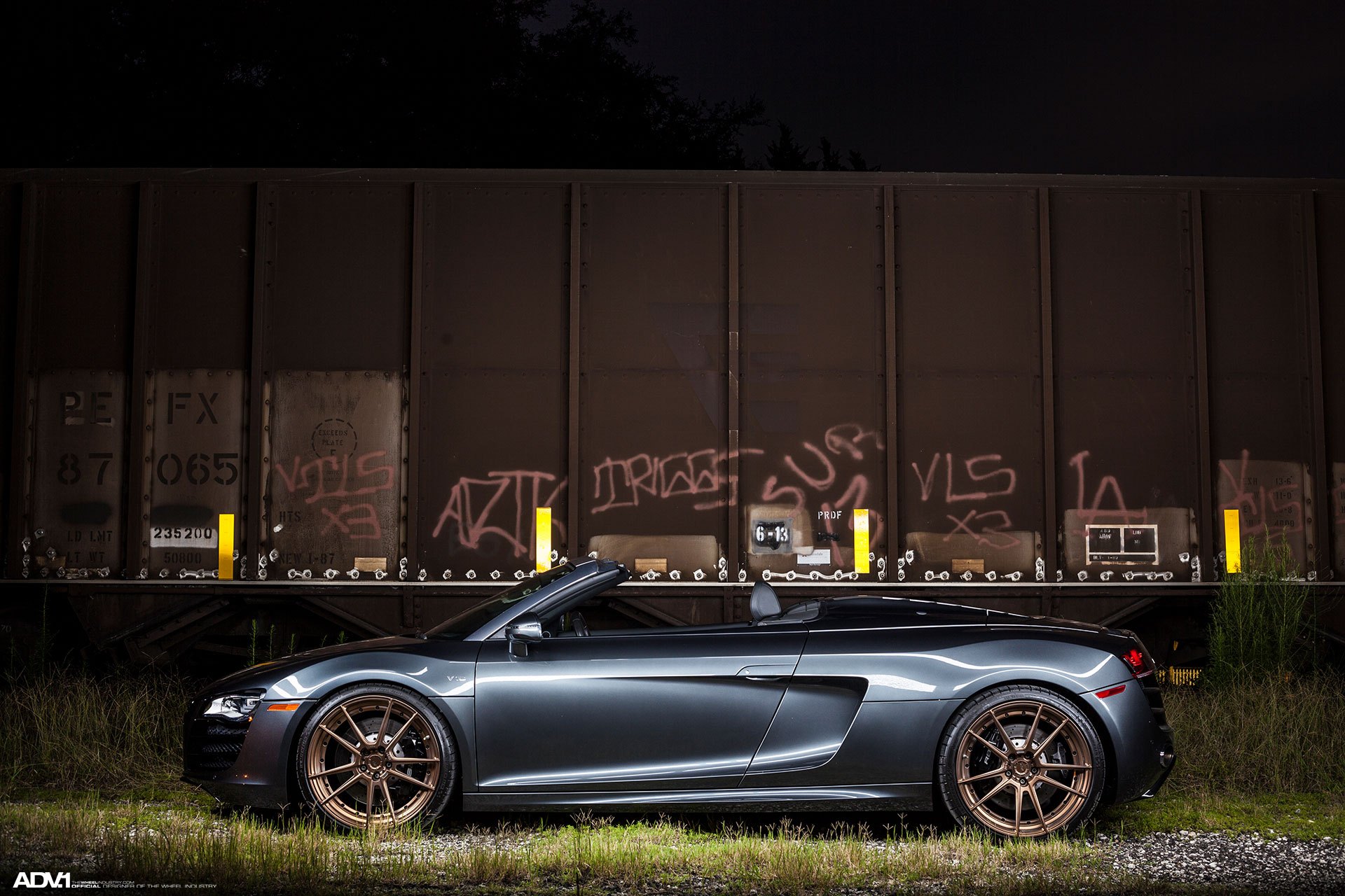 Custom Gray Convertible Audi R8 Side Scoops - Photo by ADV.1