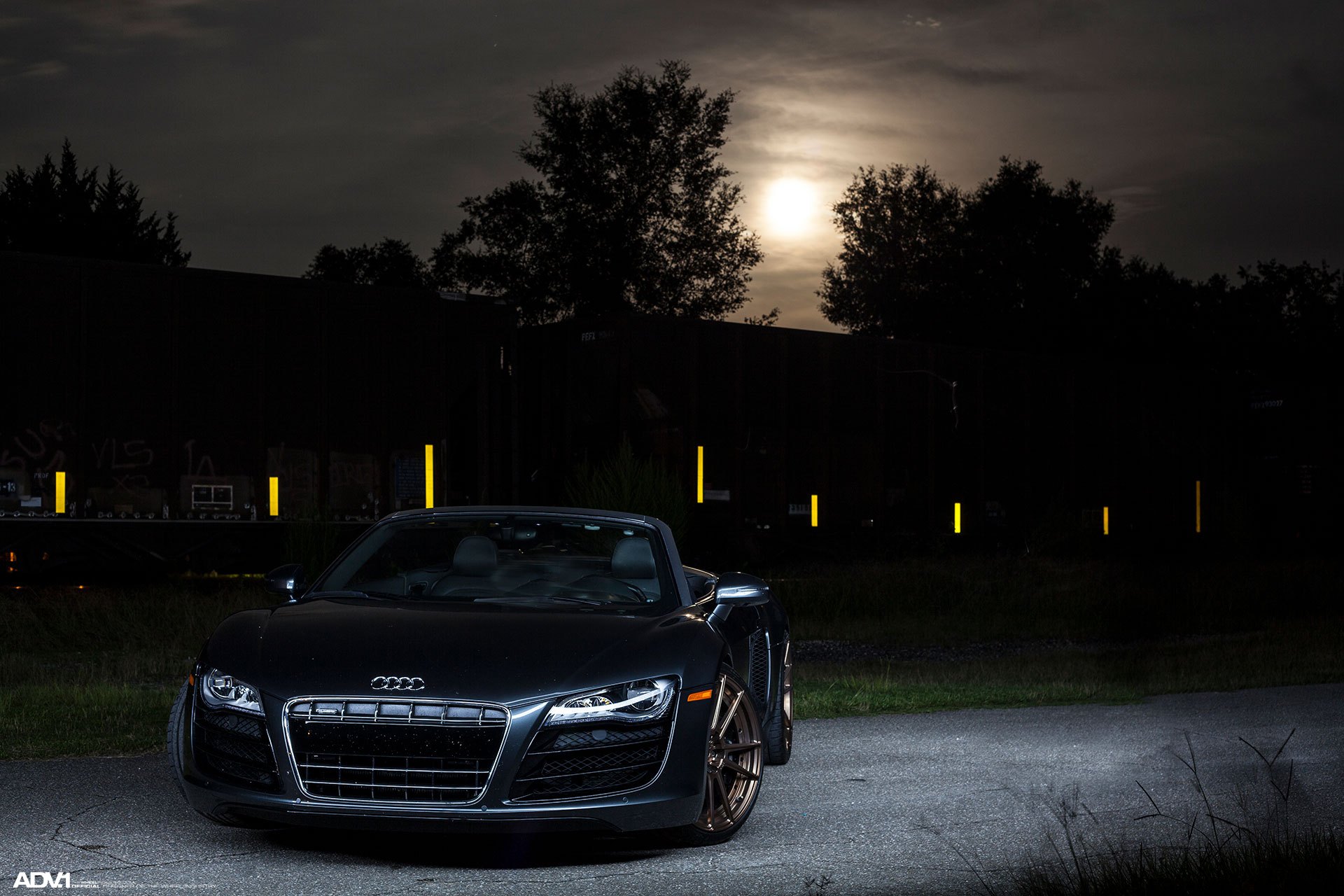 Aftermarket Front Bumper on Gray Convertible Audi R8 - Photo by ADV.1