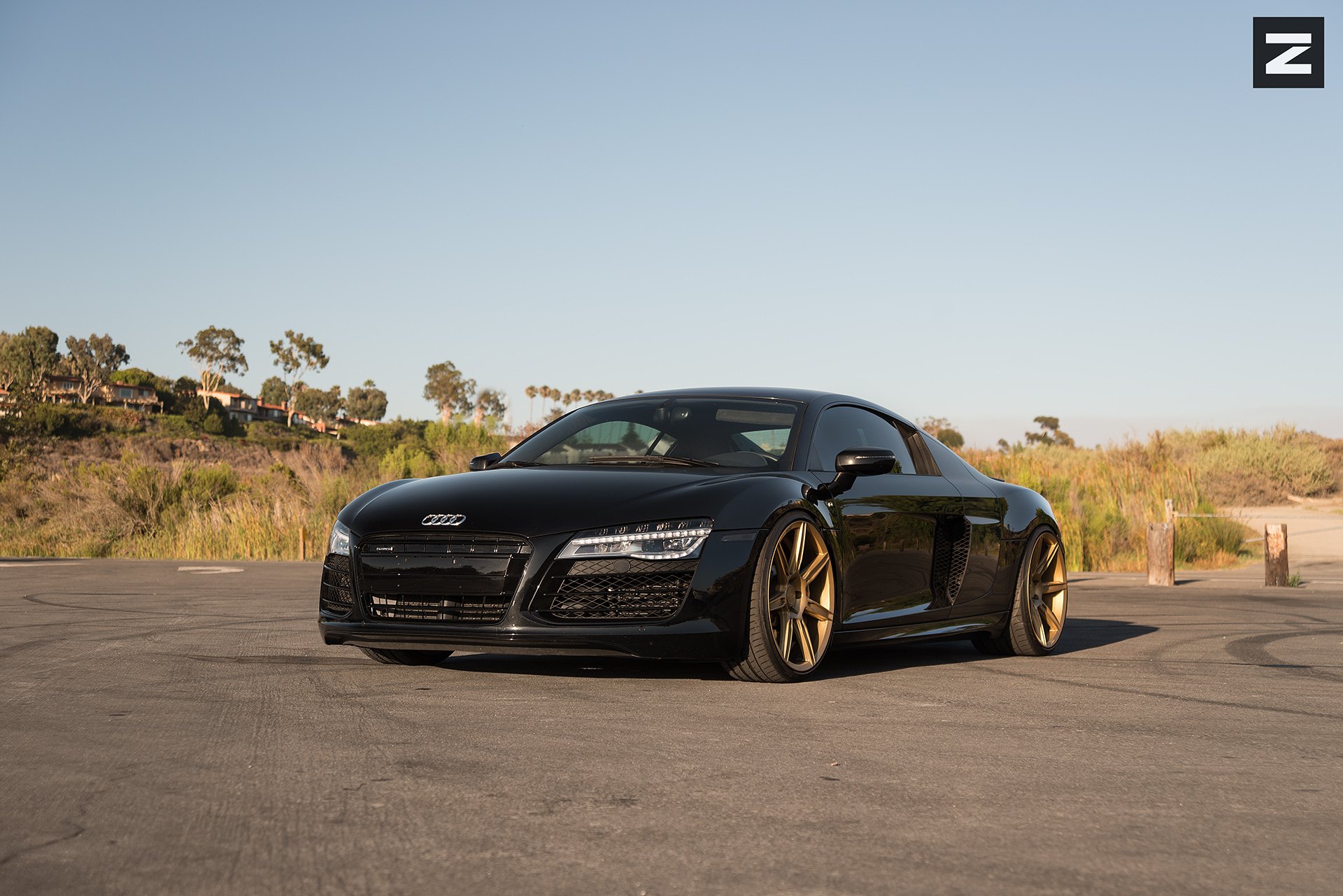 Aftermarket LED Headlights on Black Audi R8 - Photo by Zito Wheels