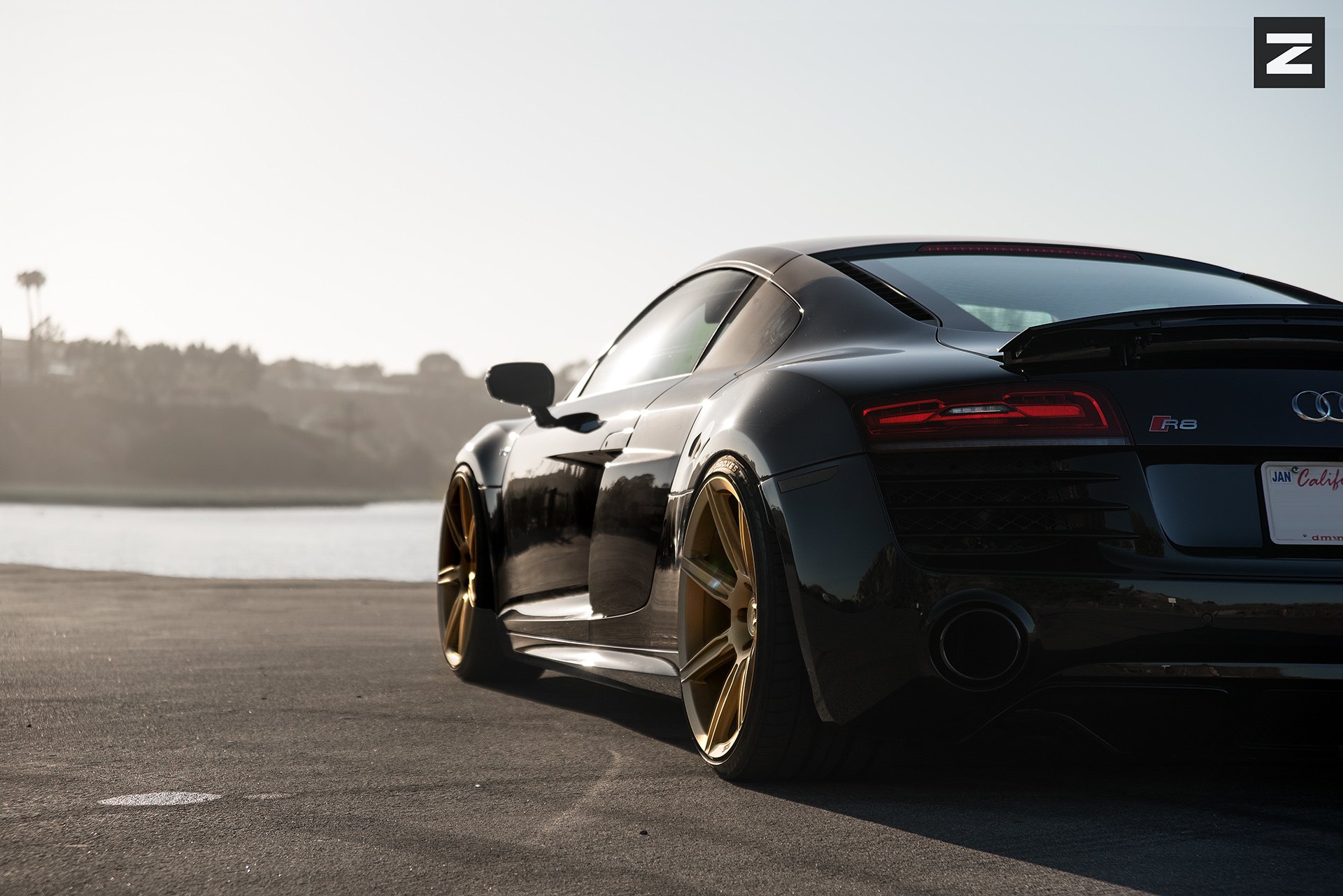 Aftermarket Rear Diffuser on Black Audi R8 - Photo by Zito Wheels