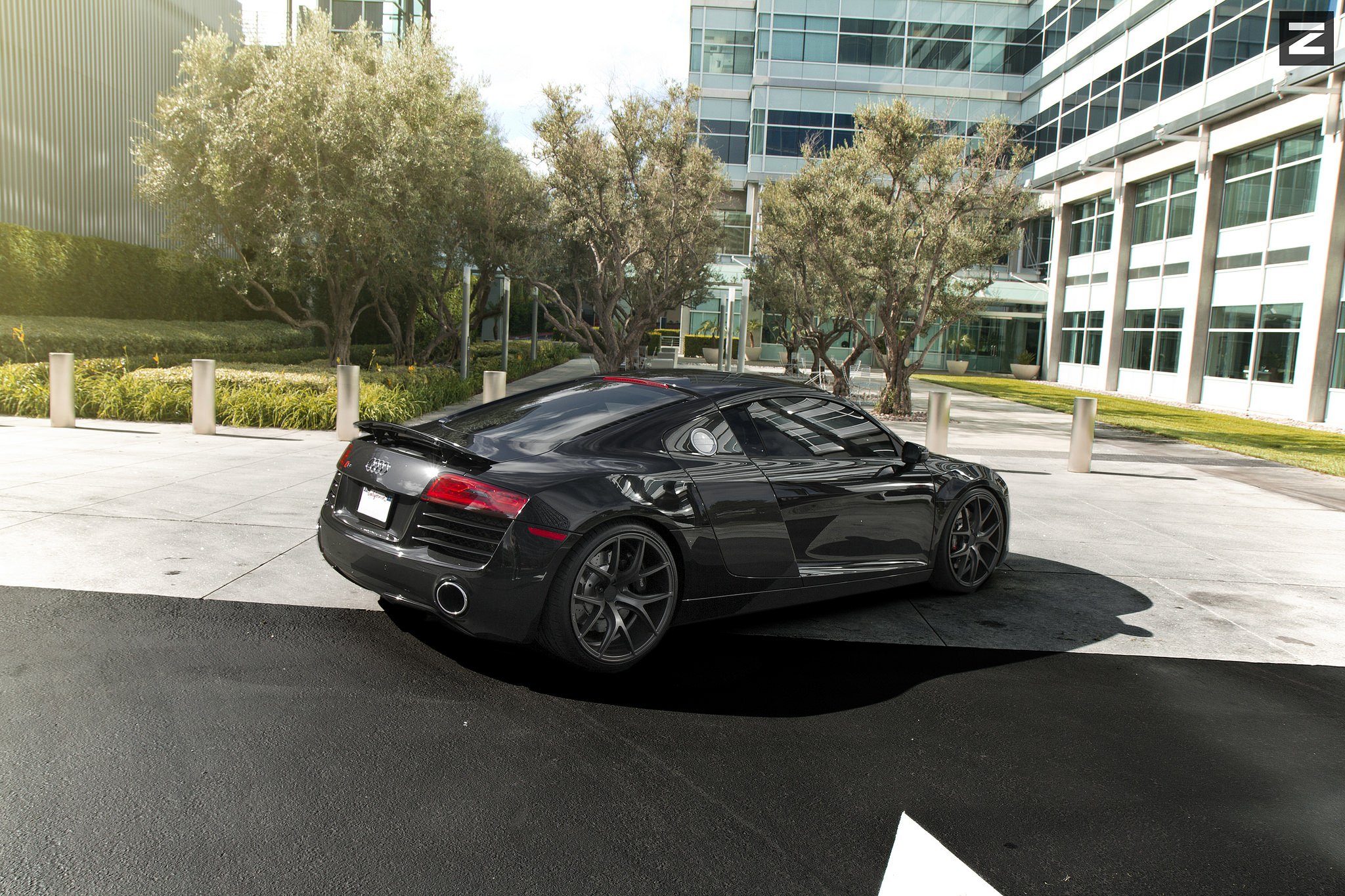 Aftermarket Side Scoops on Black Audi R8 - Photo by Zito Wheels
