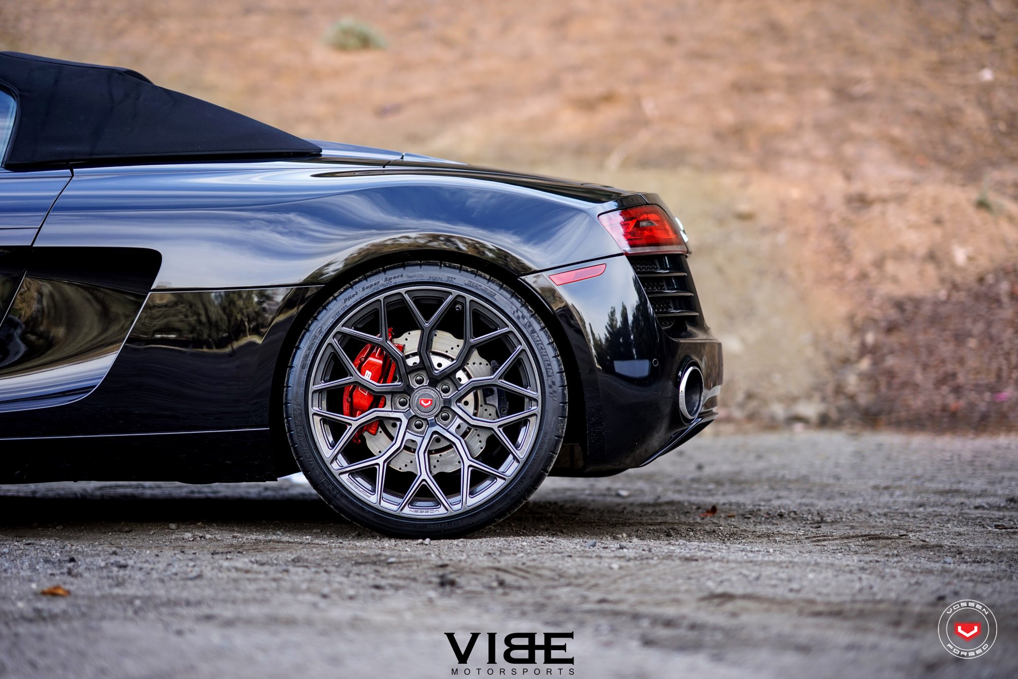 Custom Black Audi R8 on Michelin Tires - Photo by Vossen