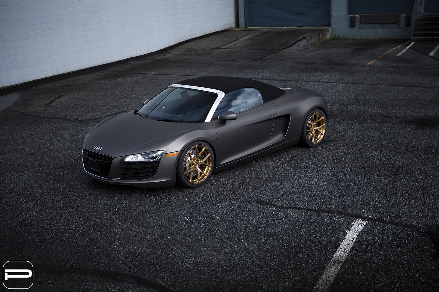 Gray Matte Audi R8 with Custom Front Bumper - Photo by PUR Wheels