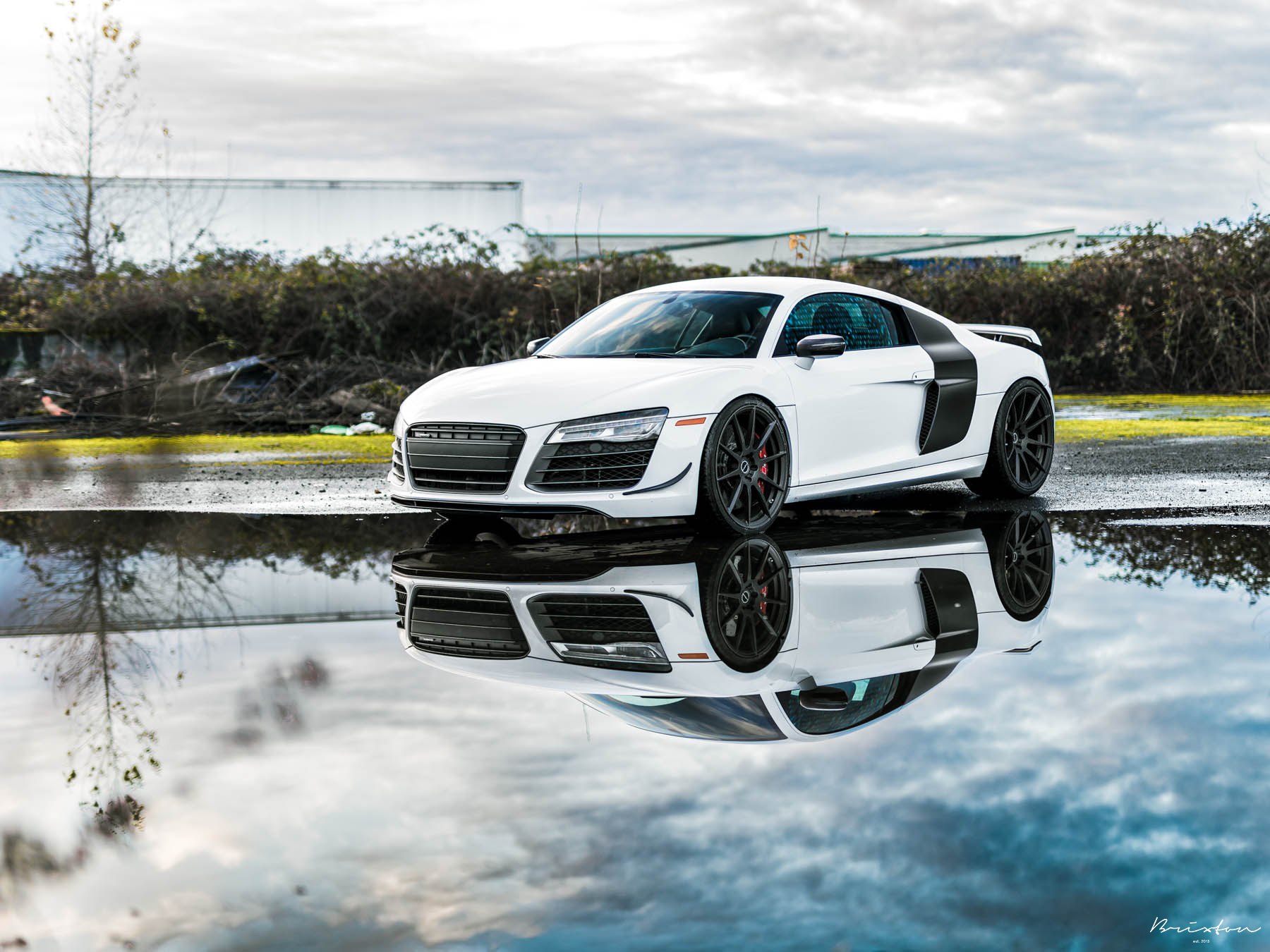 Aftermarket LED Headlights on White Audi R8 - Photo by Brixton Forged Wheels
