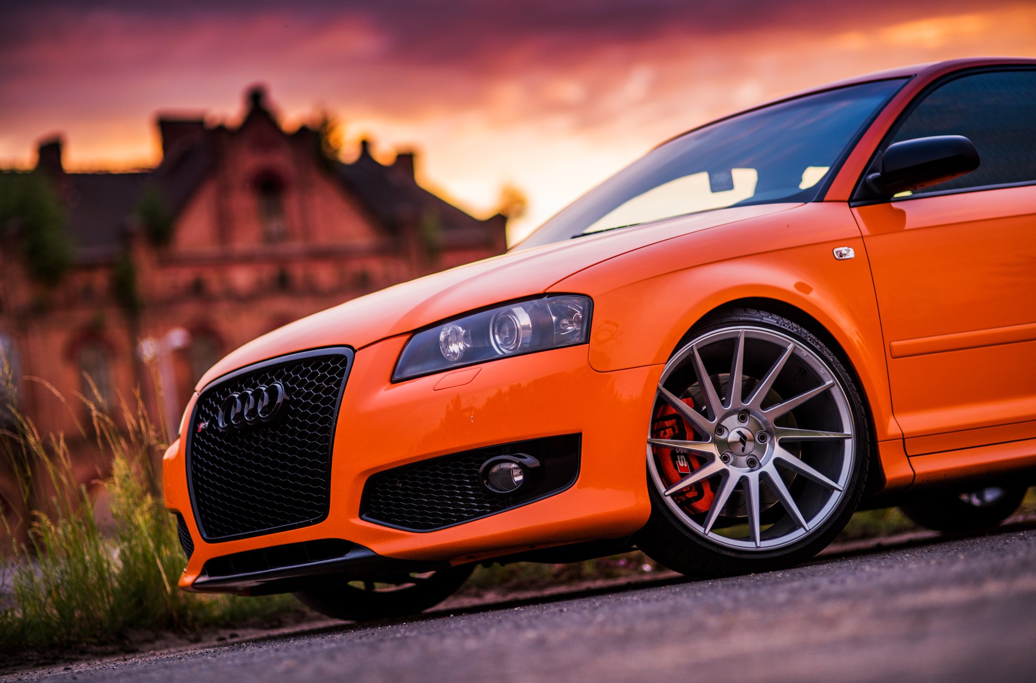 Custom Headlights on Orange Audi S3 - Photo by JR Wheels