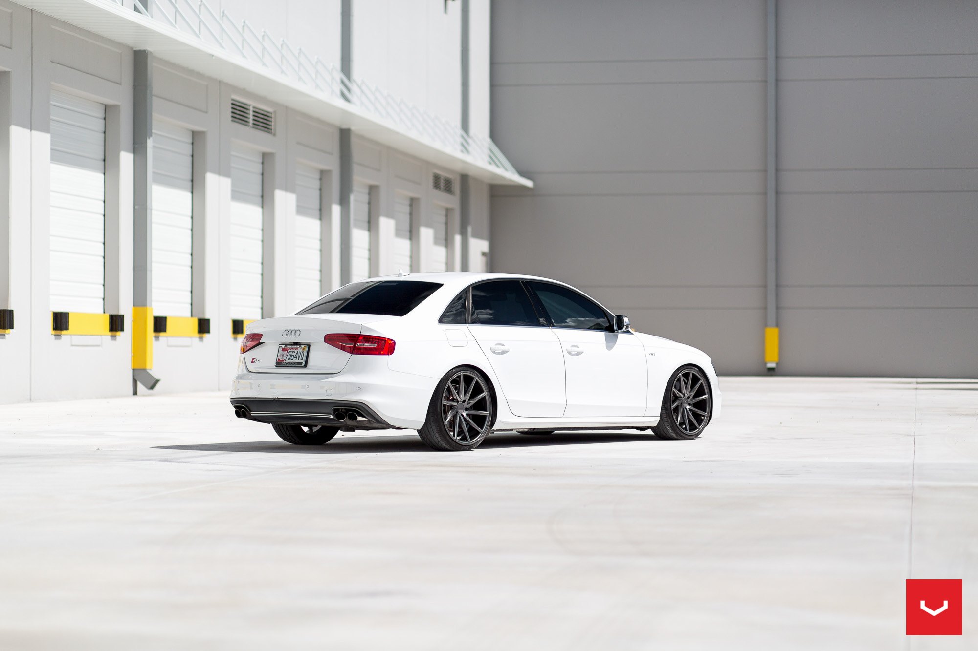 Rear Diffuser with Dual Exhaust Tips on White Audi S4 - Photo by Vossen