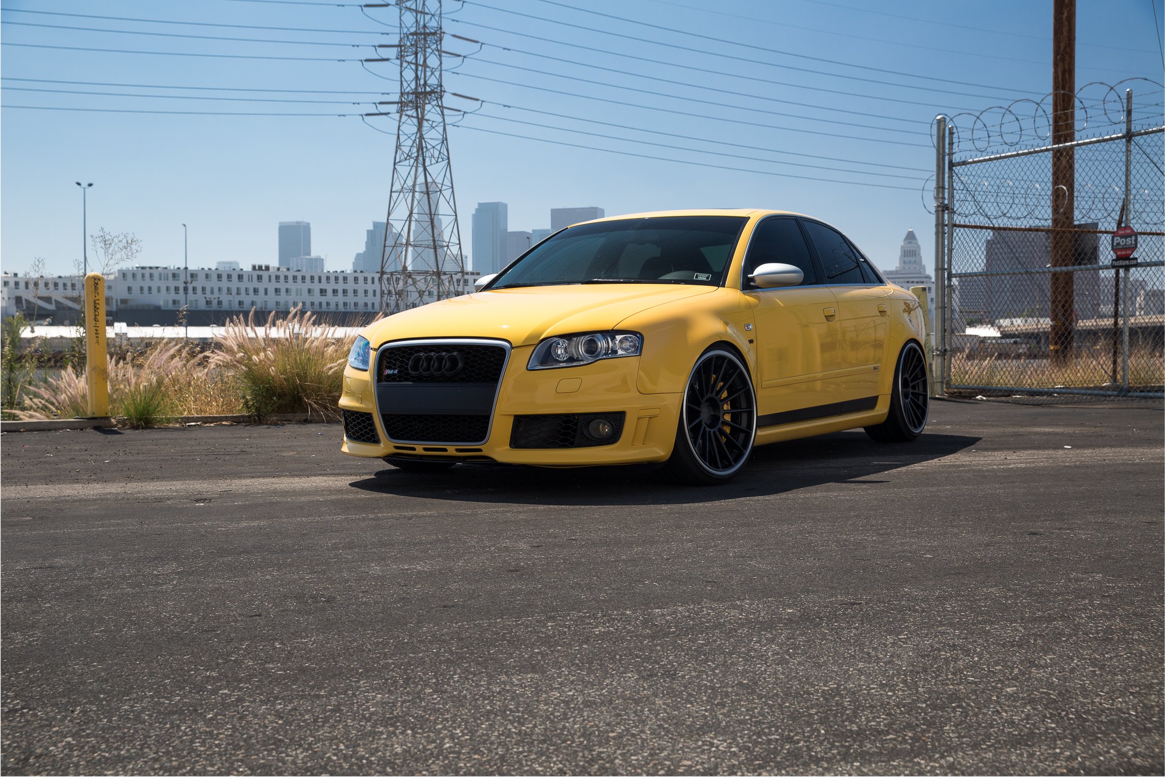 Yellow Audi S4 with Custom Halo Headlights - Photo by Rotiform