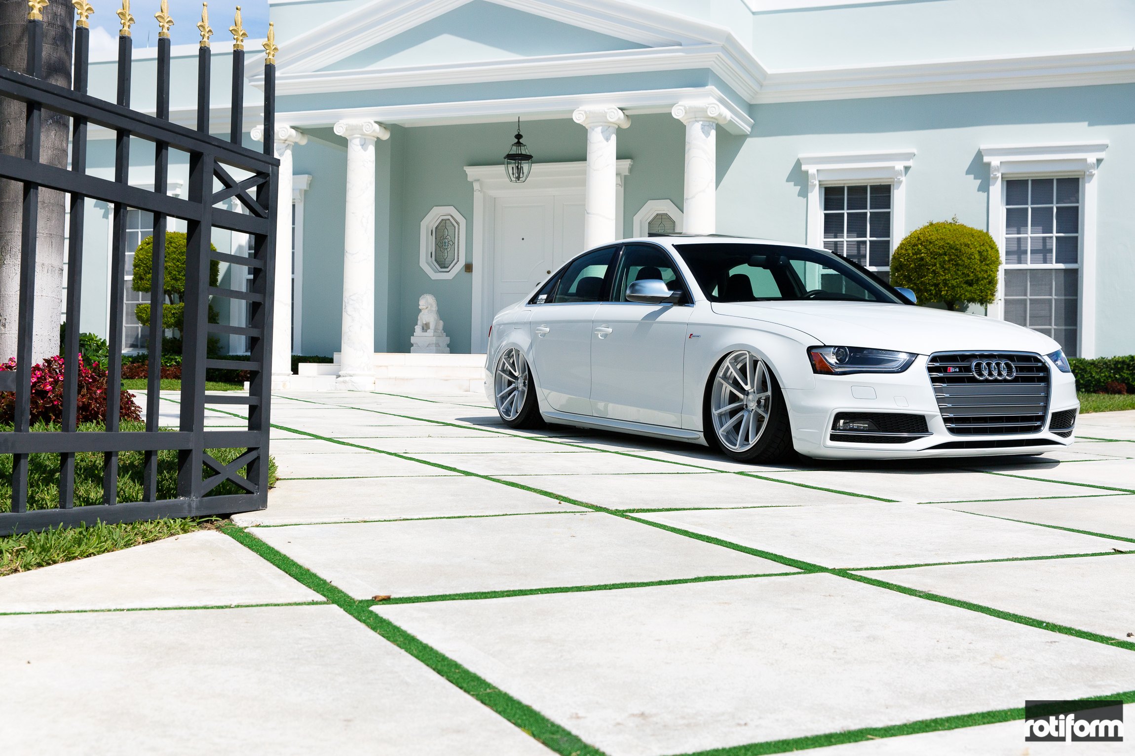 White Stanced Audi S4 with Chrome Grille - Photo by Rotiform