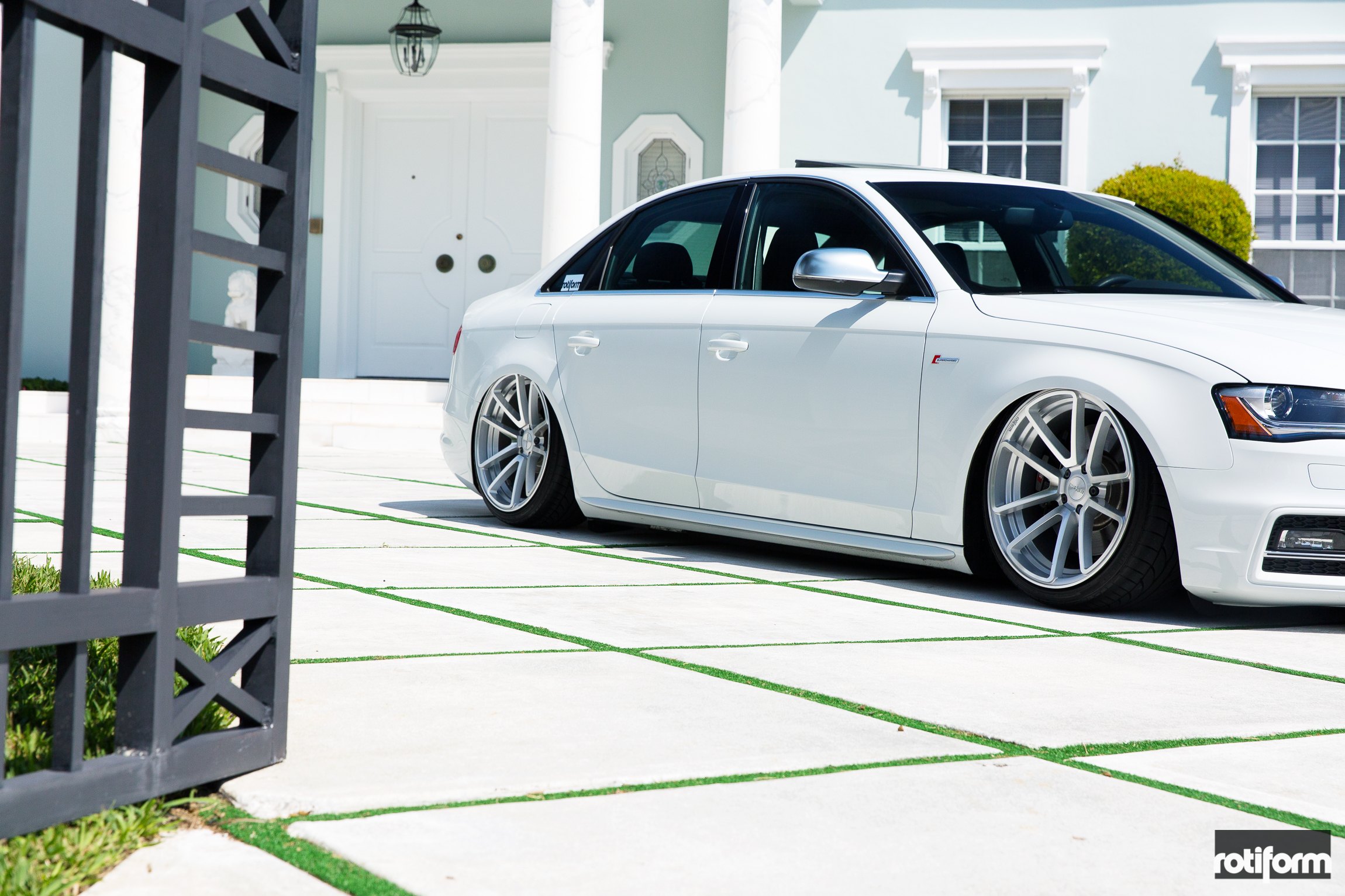 Aftermarket Side Mirrors on White Stanced Audi S4 - Photo by Rotiform
