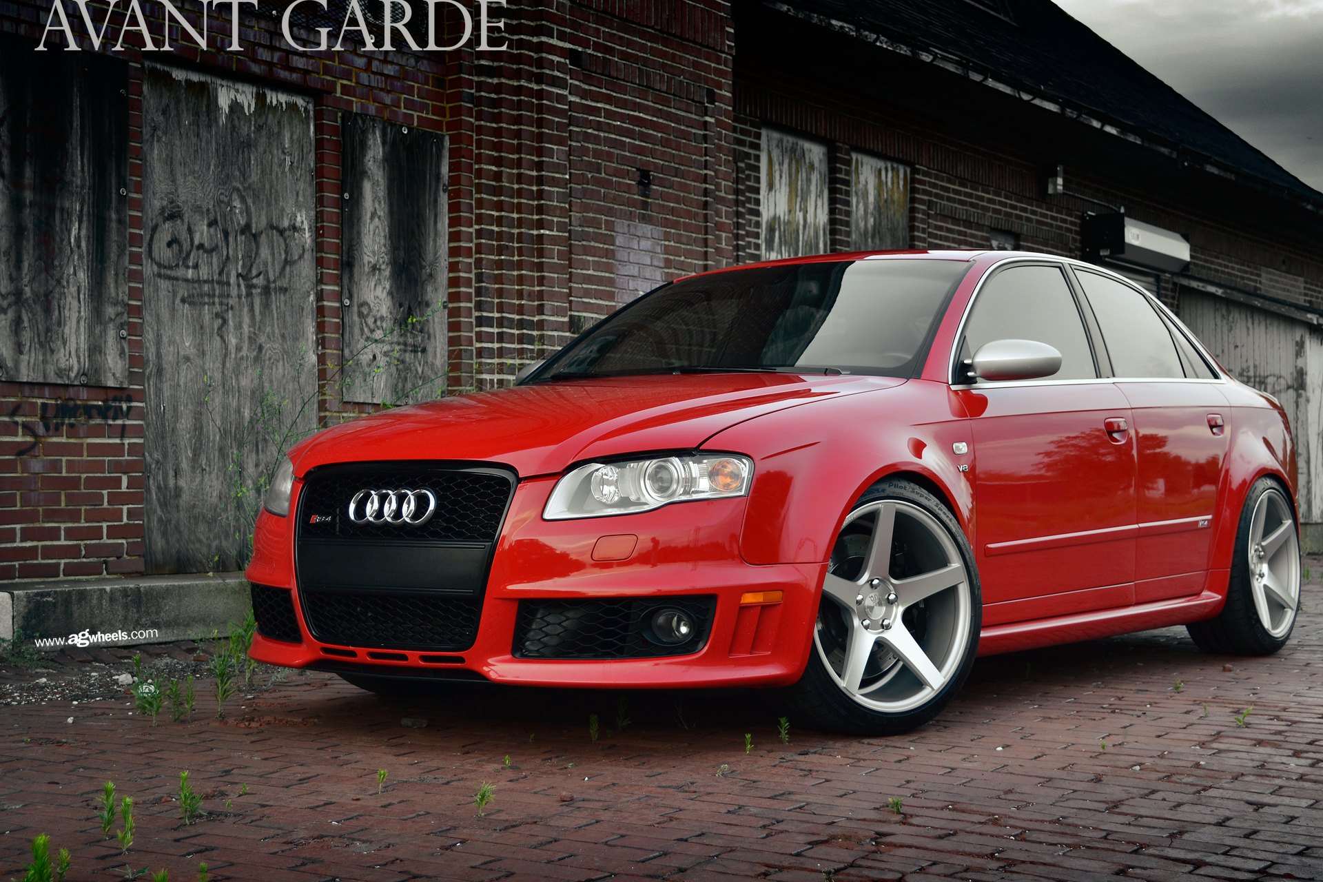 Front Bumper with Fog Lights on Red Audi S4 - Photo by Avant Garde Wheels