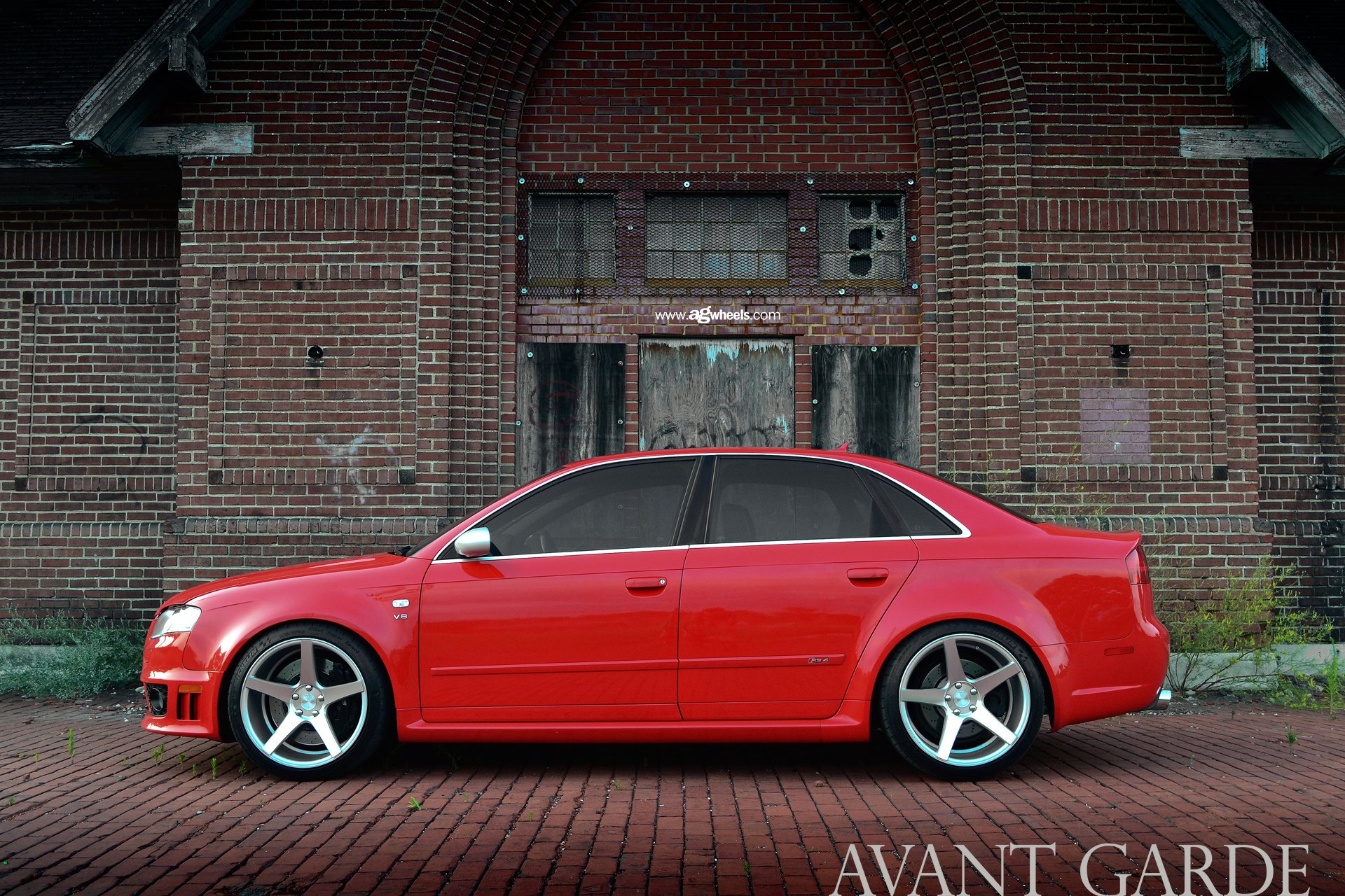 Red Audi S4 V8 Custom Side Skirts - Photo by Avant Garde Wheels