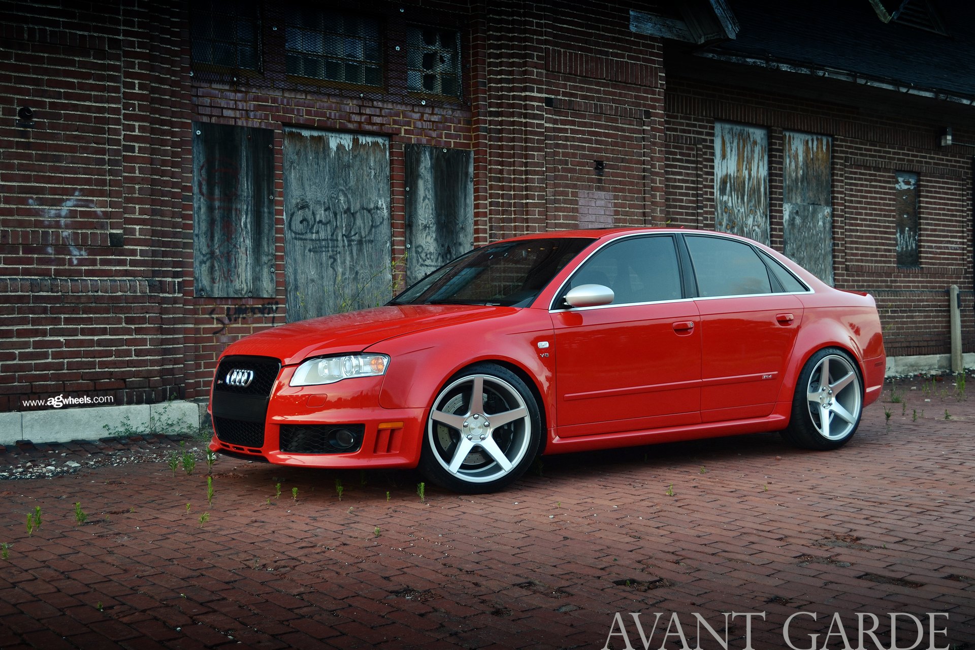 Red Audi S4 with Custom Front Bumper - Photo by Avant Garde Wheels
