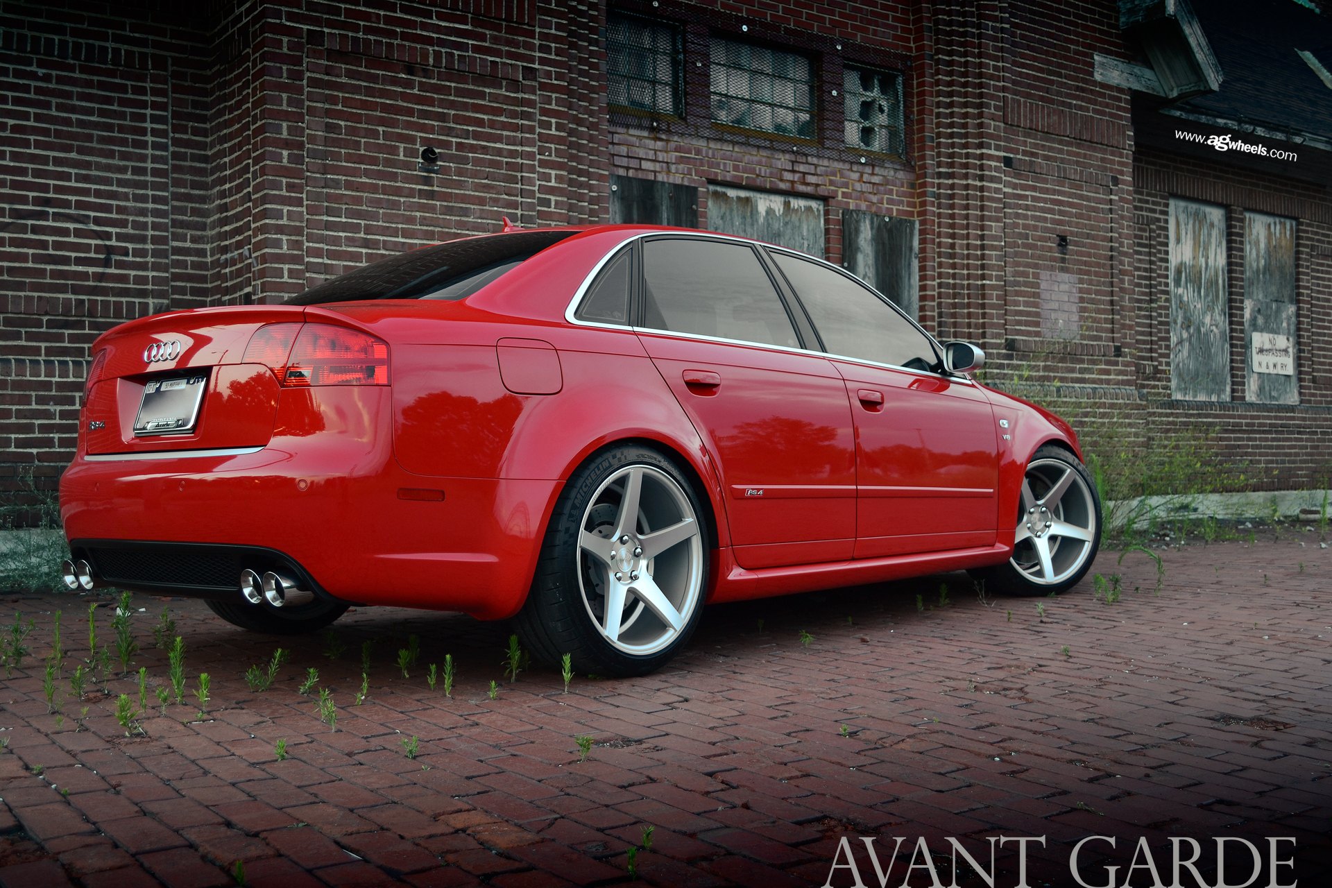 Custom Polished Avant Garde Rims on Red Audi S4 - Photo by Avant Garde Wheels