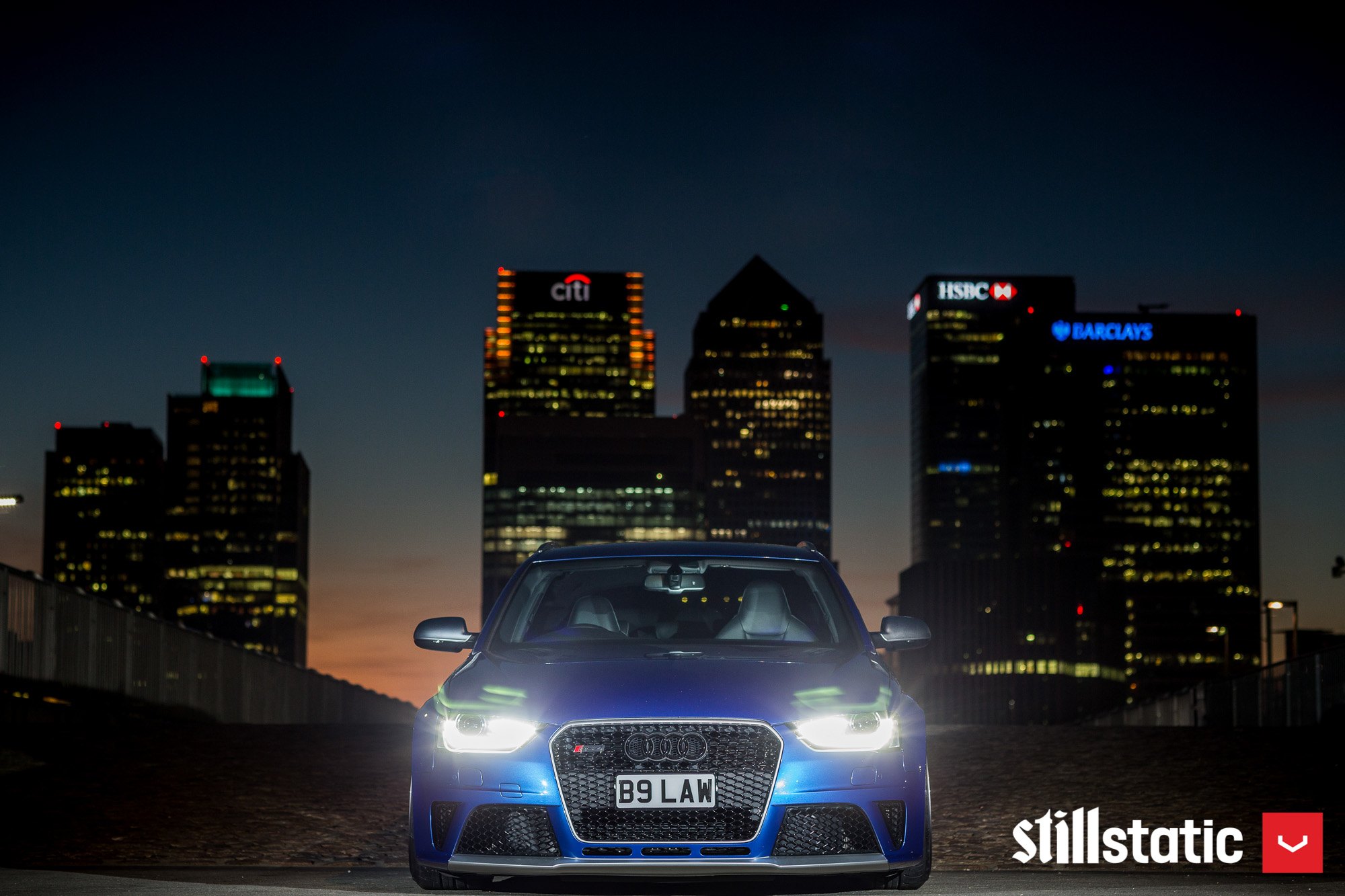 LED-Bar Style Headlights on Custom Blue Audi S4 - Photo by Vossen
