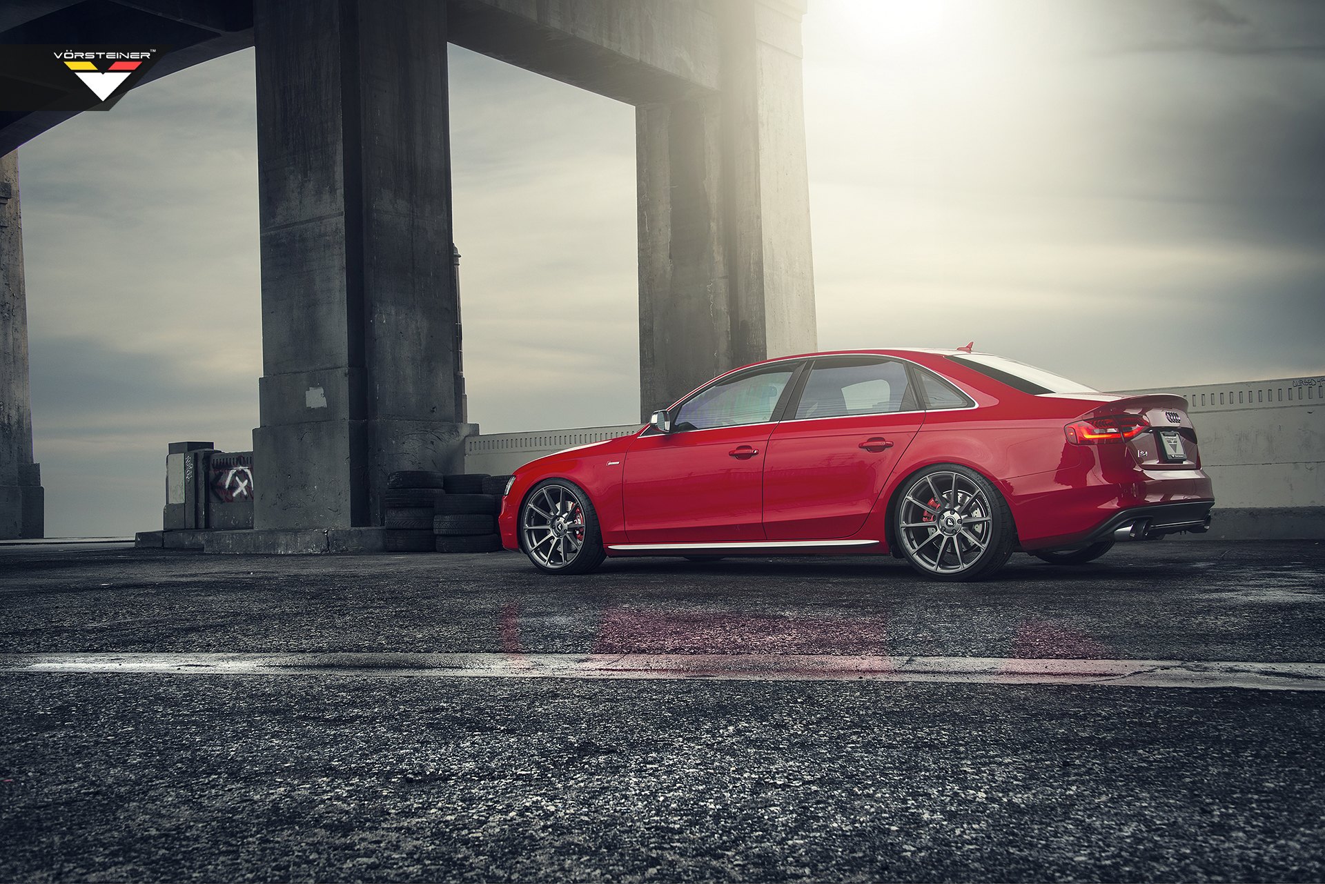 Red Audi S4 with Carbon Graphite Vorsteiner Rims - Photo by Vorstiner