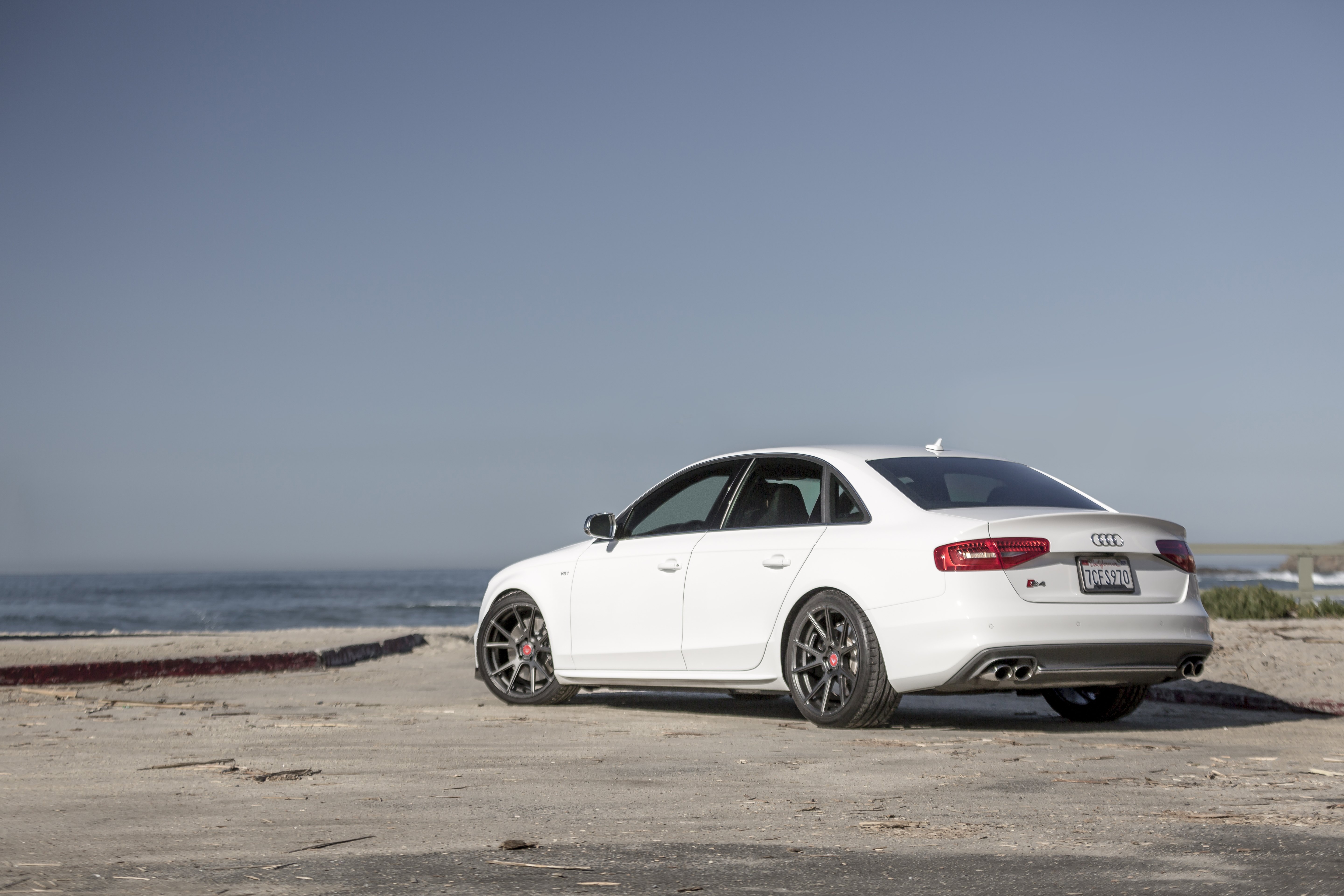 Rear Diffuser with Dual Exhaust Tips on White Audi S4 - Photo by Vorstiner