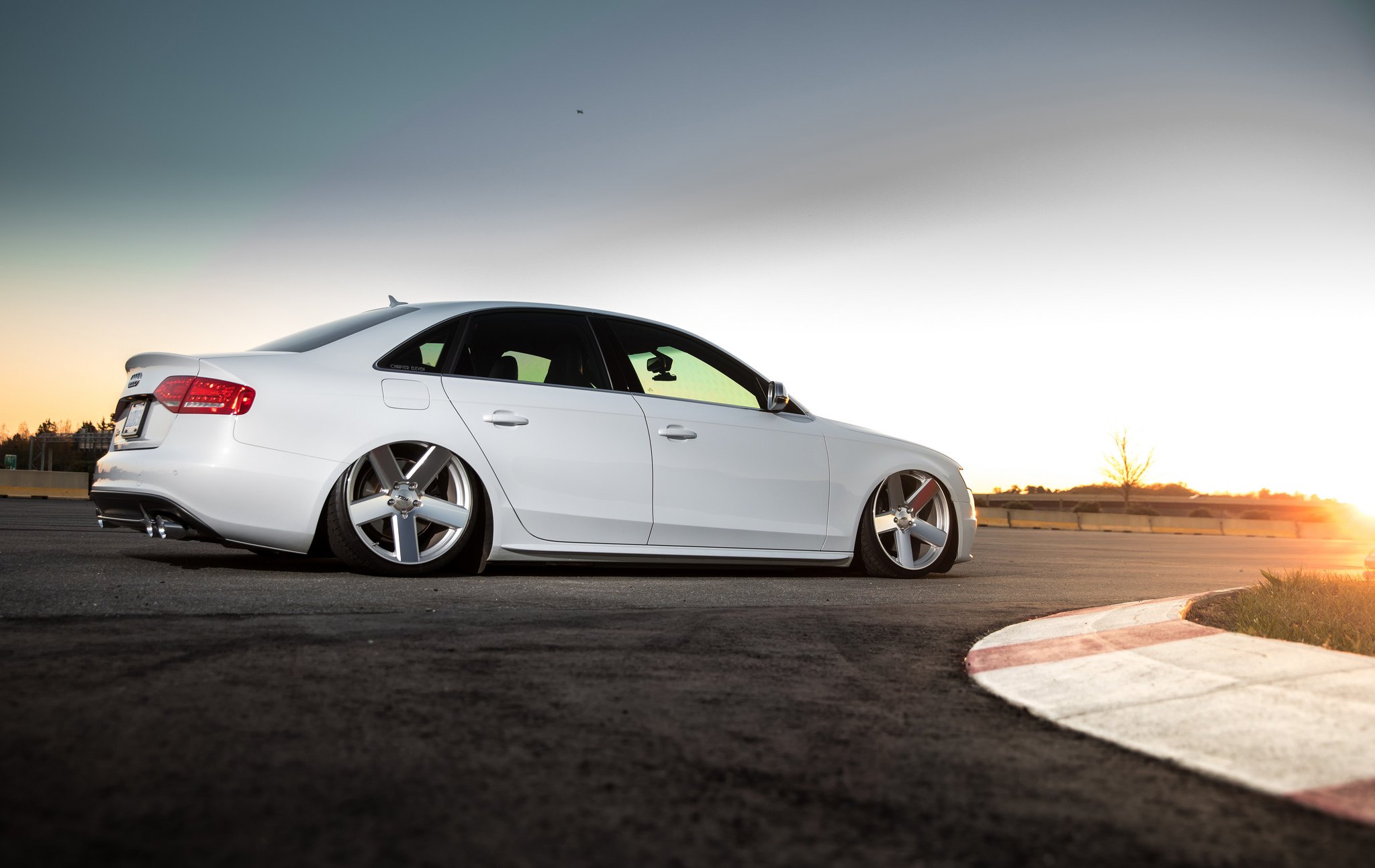 White Lowered Audi S4 with Chrome TSW Wheels - Photo by TSW