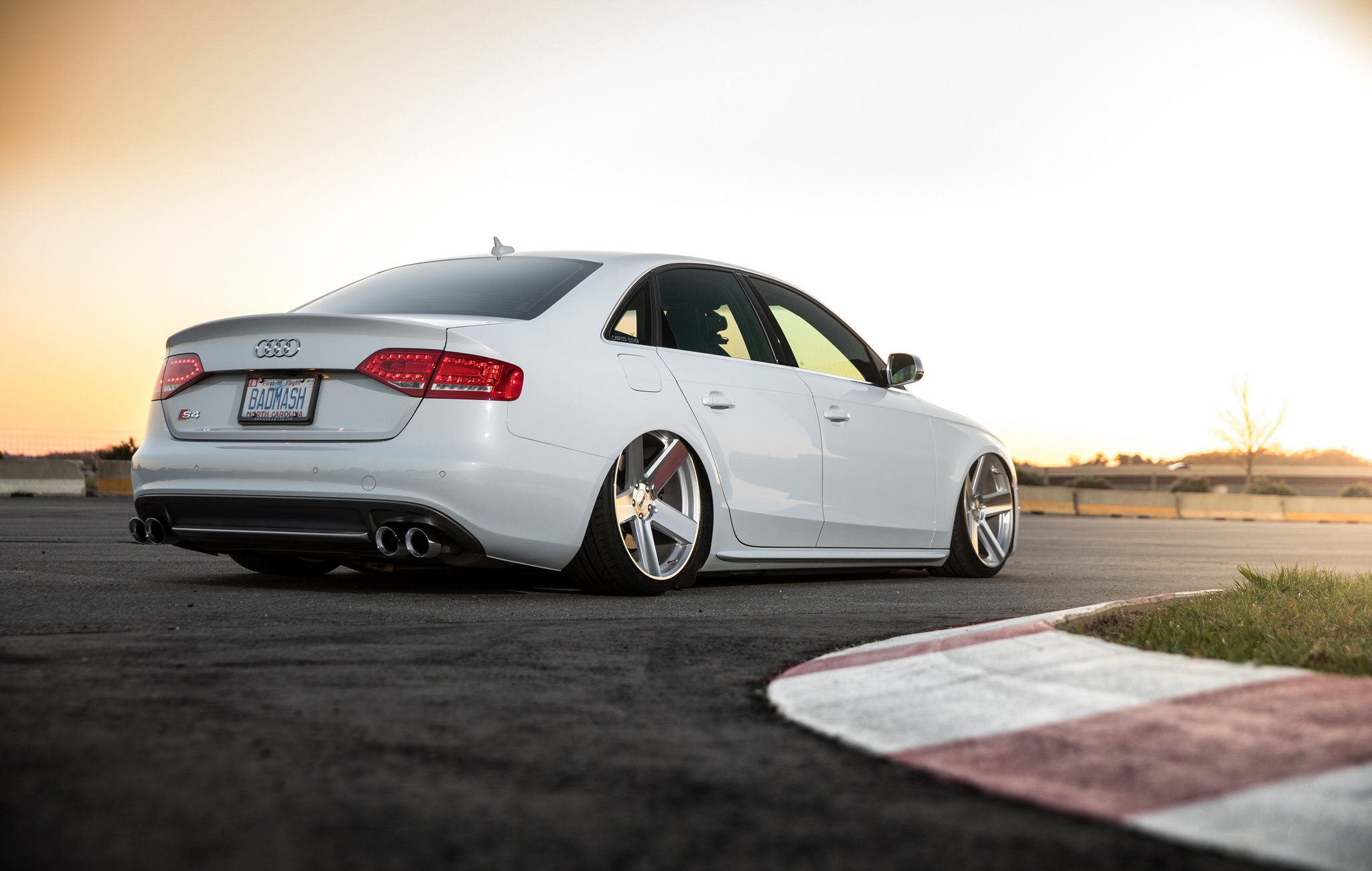 White Lowered Audi S4 with Red LED Taillights - Photo by TSW