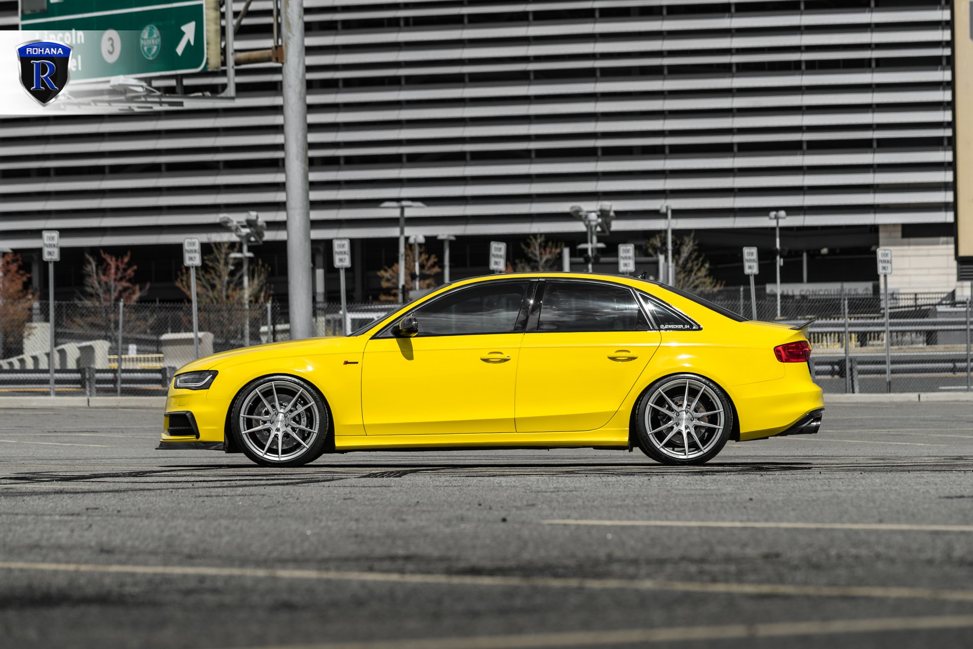 Aftermarket Side Skirts on Yellow Audi S4 - Photo by Rohana Wheels