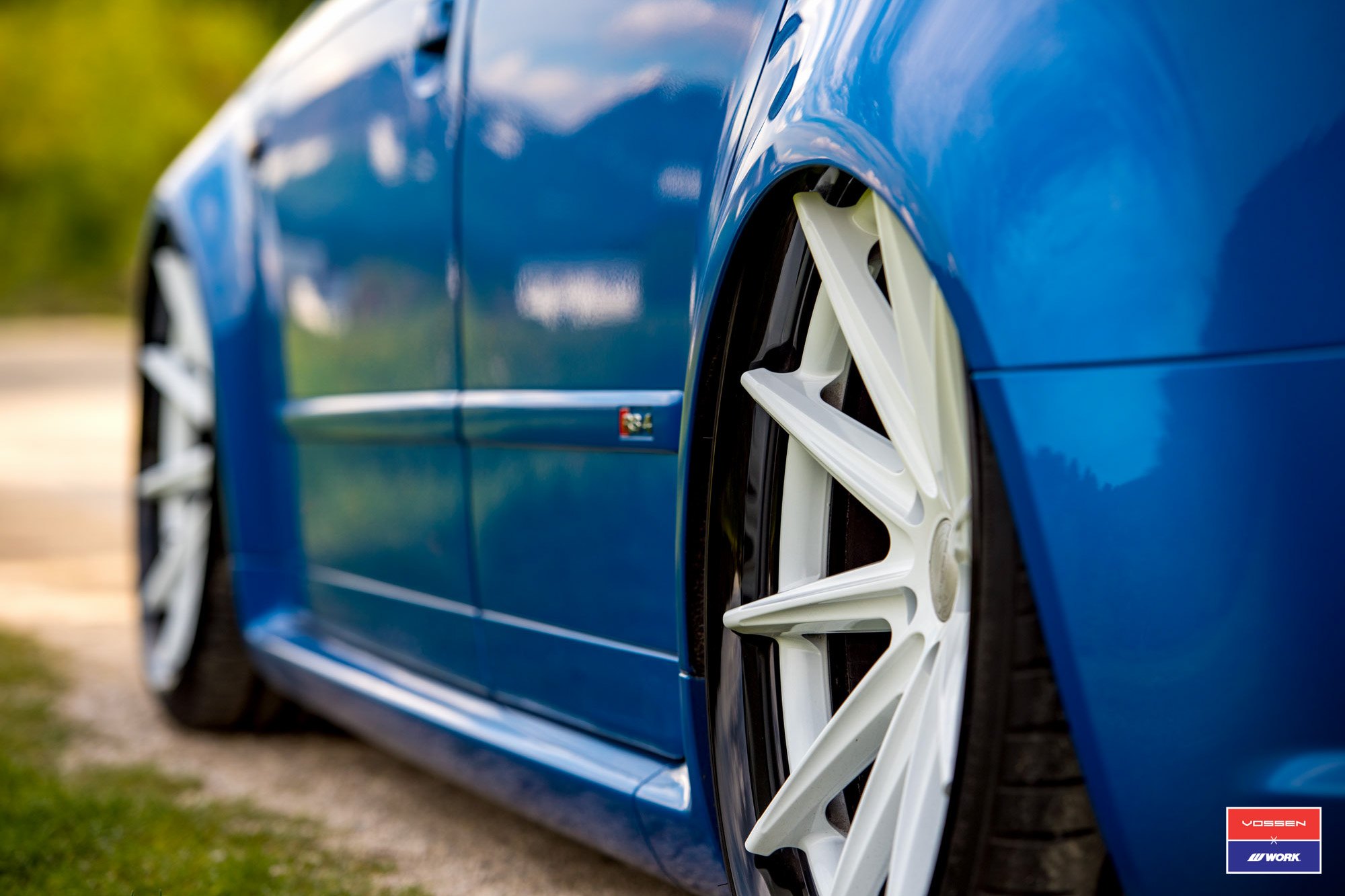 Blue Audi S4 with Custom White Vossem Rims - Photo by Vossen