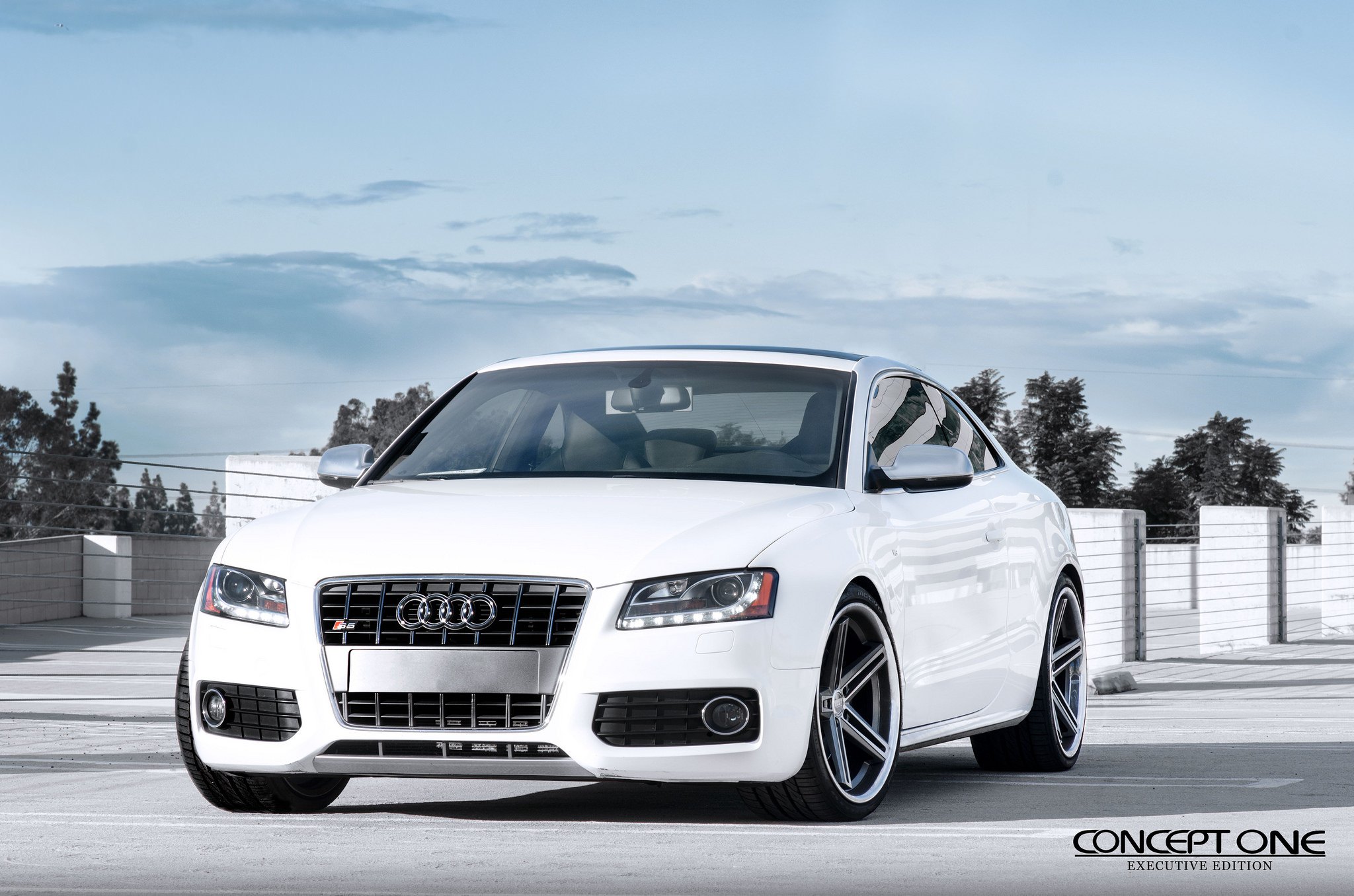 White Audi S5 with Custom Chrome Grille - Photo by Concept One