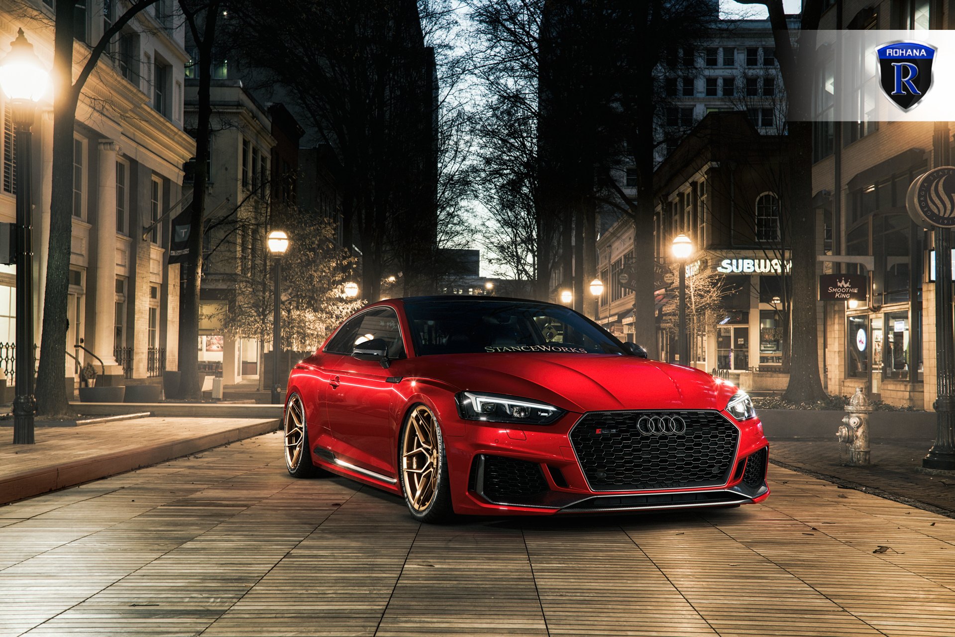 Red Audi S5 with Blacked Out Mesh Grille - Photo by Rohana Wheels