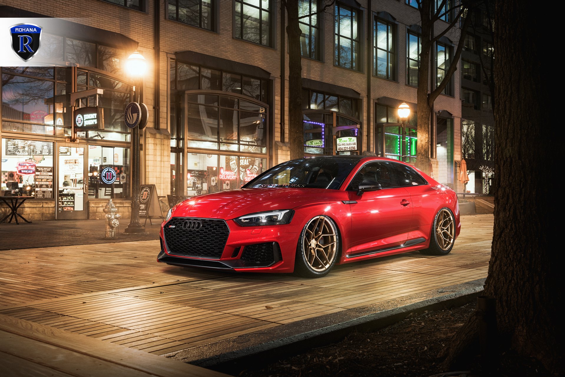 Aftermarket LED-Bar Style Headlights on Red Audi S5 - Photo by Rohana Wheels