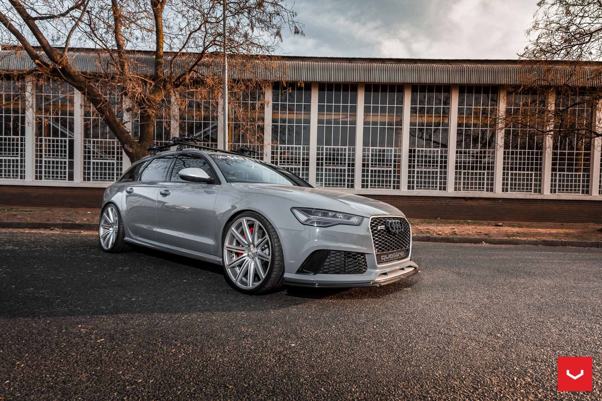 Gray Audi S6 Quattro with Blacked Out Mesh Grille - Photo by Vossen