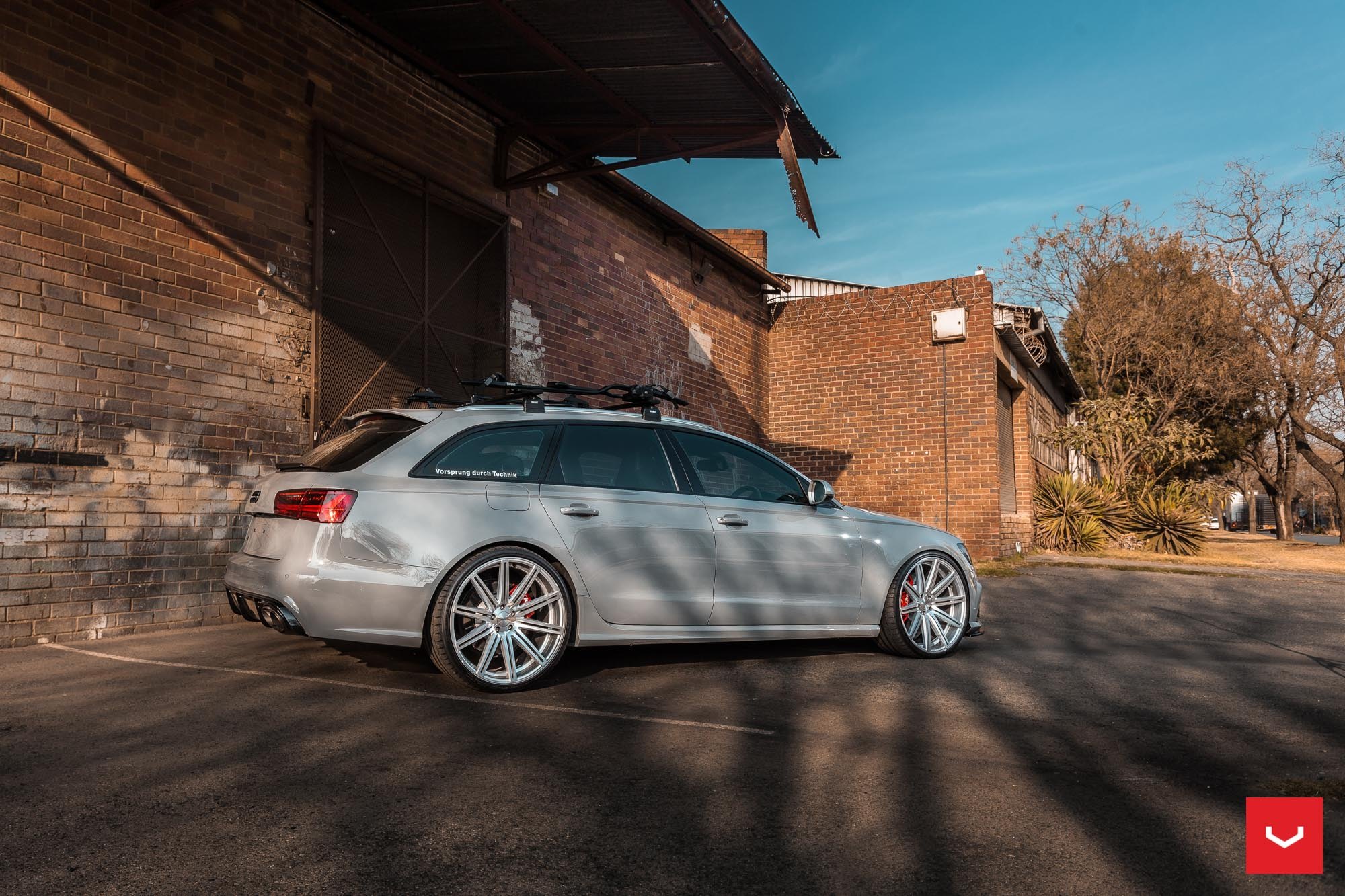 Custom Gray Audi S6 with Thule Base Rack System - Photo by Vossen